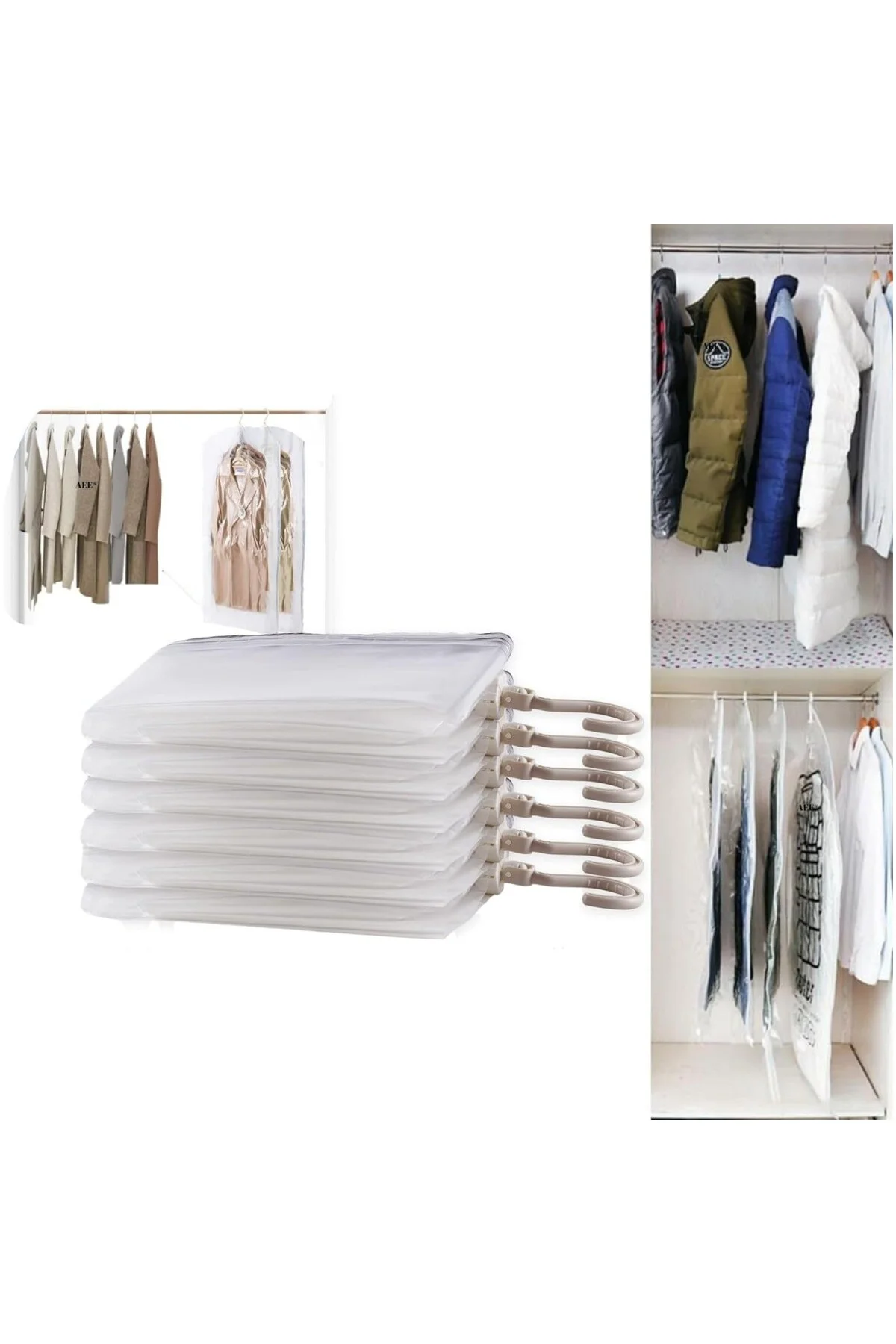 ® 3'lü Askılı Vakumlu Hurç Elbise Torbası Kılıfı 145x70 105x70 90 ® 3'lü Askılı Vakumlu Hurç Elbise Torbası Kılıfı 145x70 105x70 90