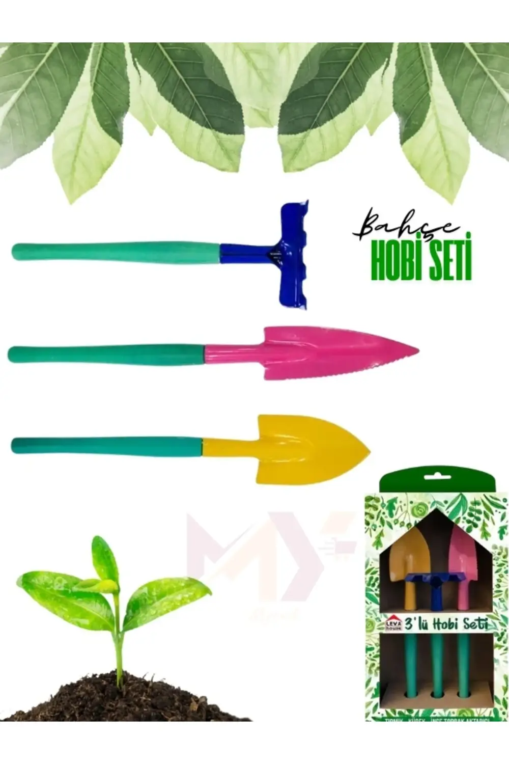 3'lü Bahçe Hobi Seti, Vip Tırmık Kürek Toprak Aktarıcı Set, Bahçe