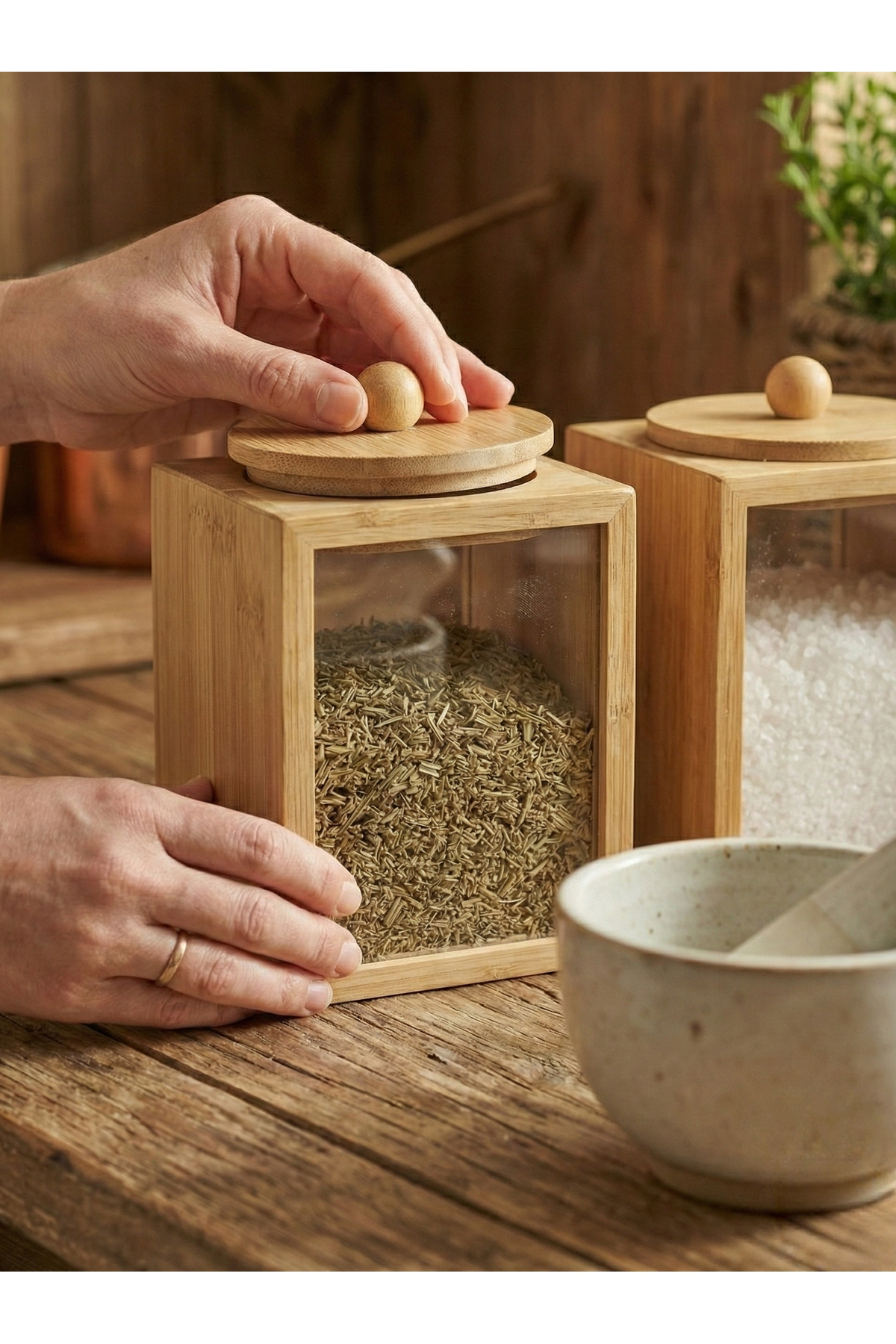 3'lü Bambu Baharatlık ve Kavanoz Seti 1500 ml Mutfak Düzenleyici 3'lü Bambu Baharatlık ve Kavanoz Seti 1500 ml Mutfak Düzenleyici
