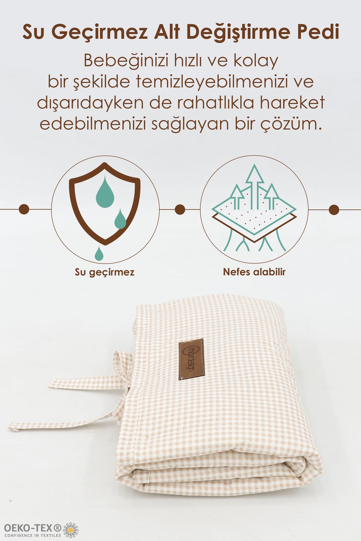 3'lü Bebek Bakım Seti; Keçe Anne Bebek Organizeri, Su Geçirmez Al