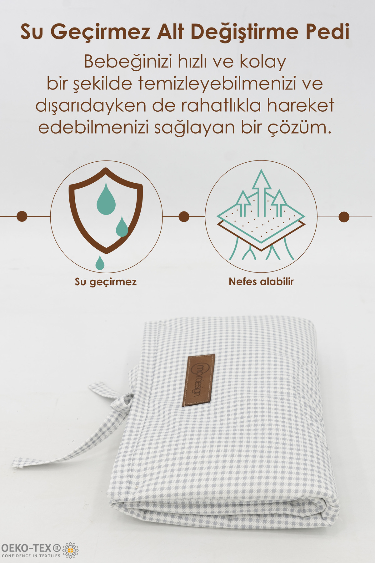 3'lü Bebek Bakım Seti; Keçe Anne Bebek Organizeri, Su Geçirmez Al