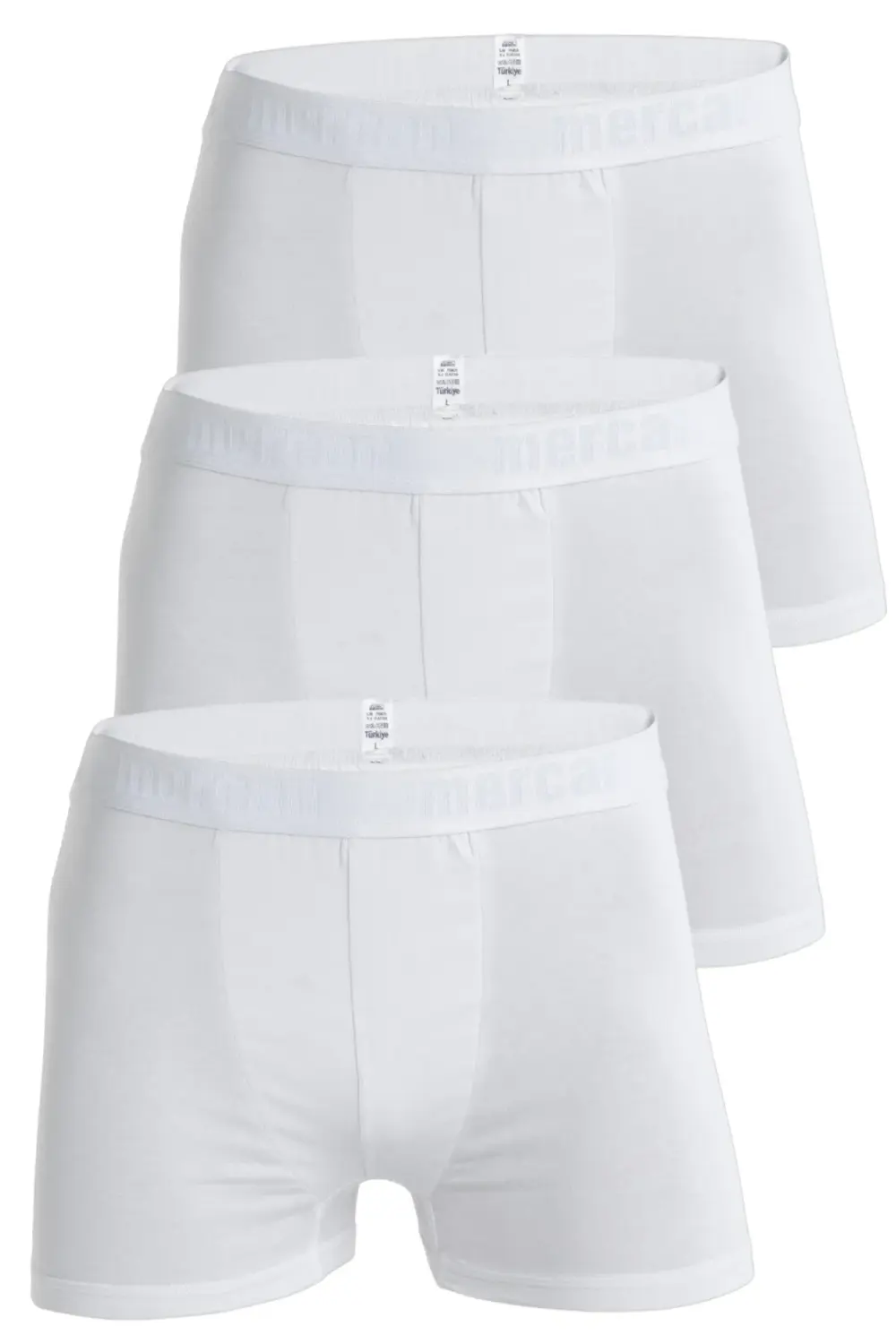 3'lü Beyaz Pamuklu Likralı Premium Esnek Kumaş Erkek Boxer