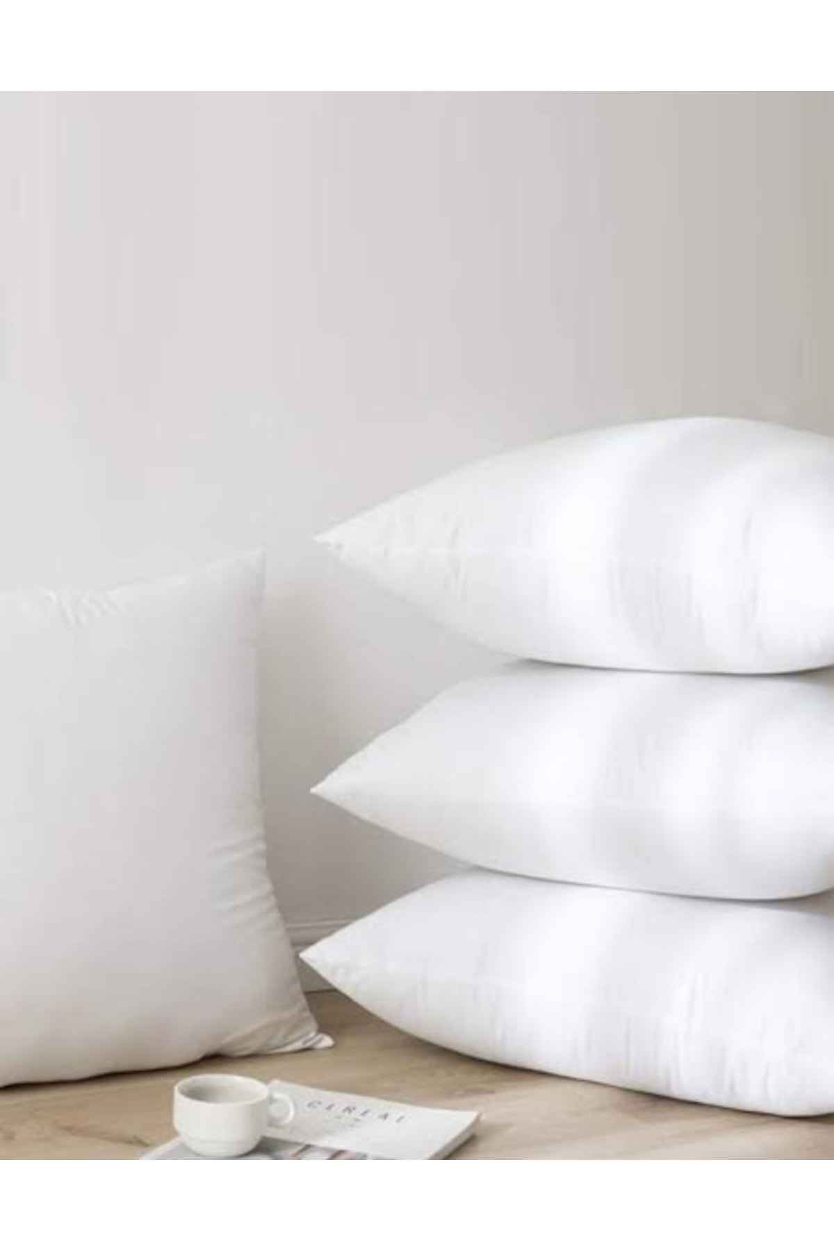 3'lü Beyaz Tela Kırlent Iç Yastığı 50x50 Cm (visko Kırpık Sünger)