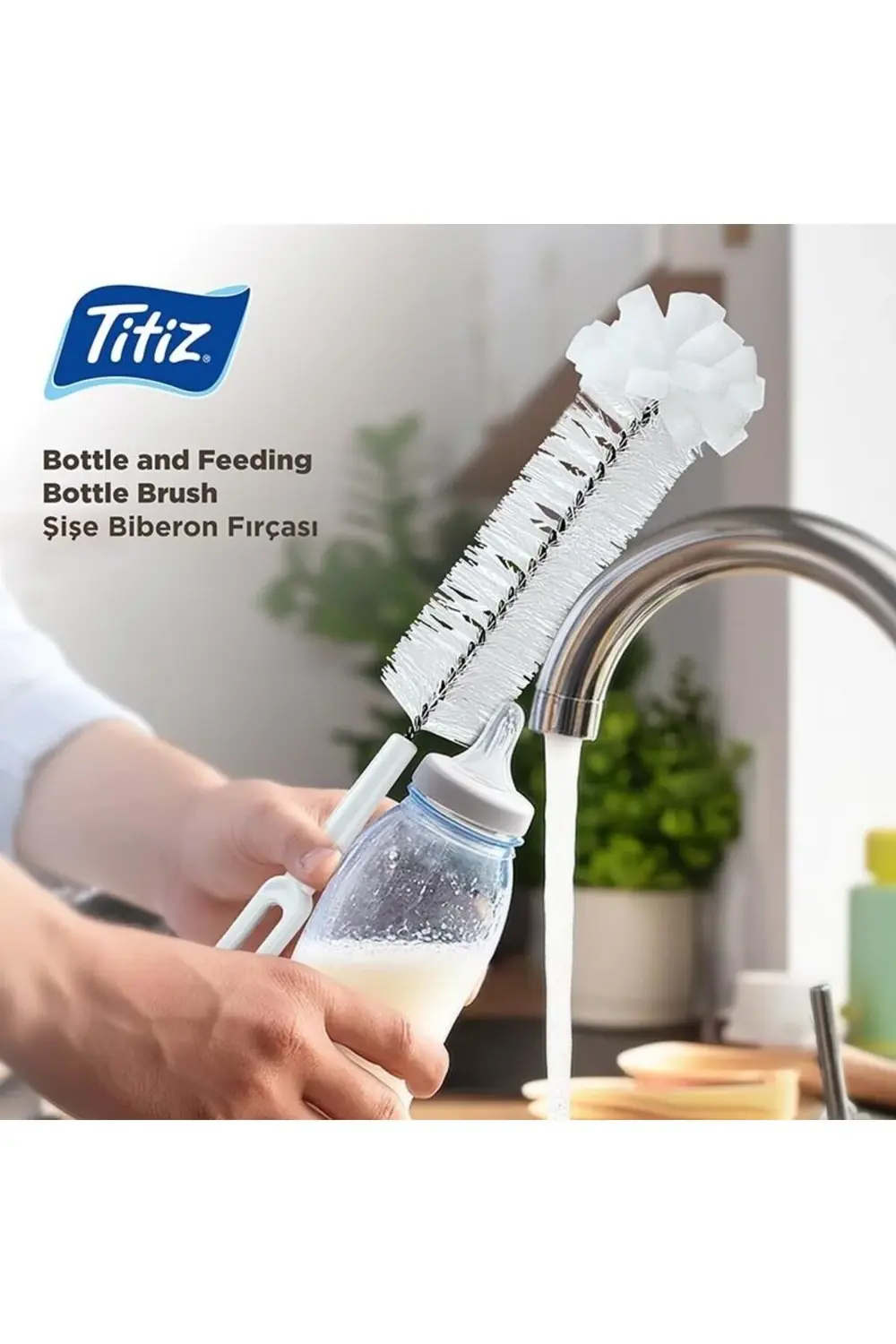 3'lü Bulaşık Yıkama Seti, Tabak&Çatal Kaşık&Şişe Yıkama Fırçası,