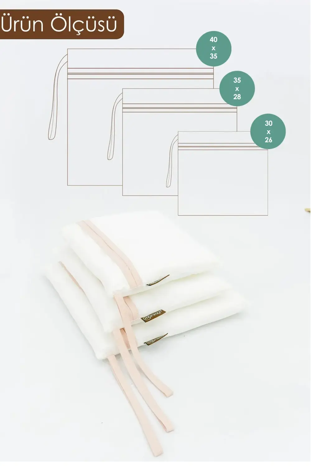 3'lü Çamaşır Yıkama Filesi, Kirli/Temiz Bebek Kıyafet Torbası, Ki