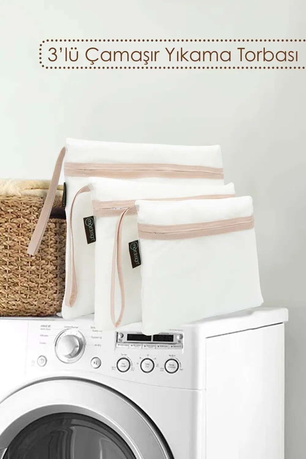 3'lü Çamaşır Yıkama Filesi, Kirli/Temiz Bebek Kıyafet Torbası, Ki