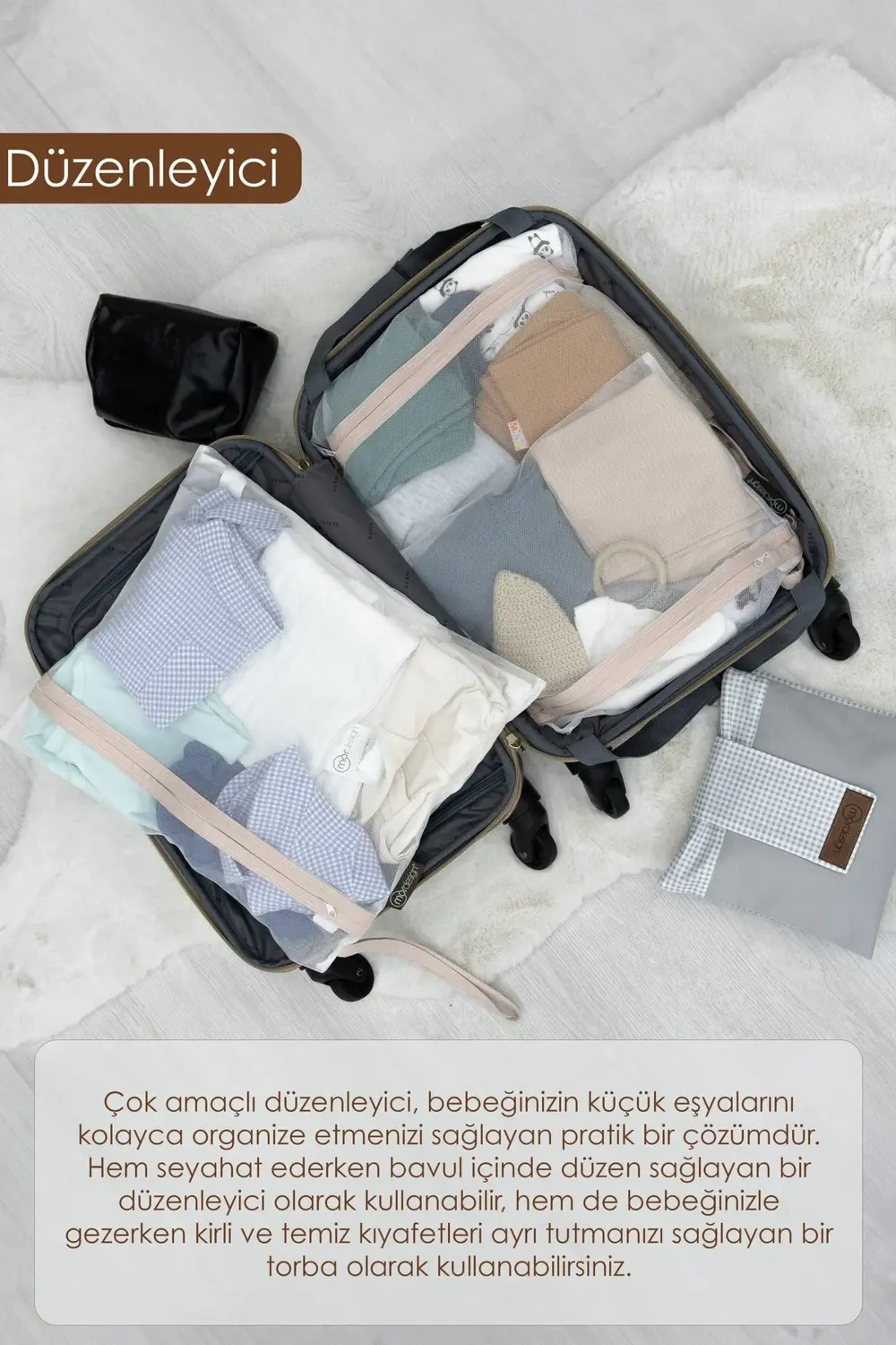 3'lü Çamaşır Yıkama Filesi, Kirli/Temiz Bebek Kıyafet Torbası, Ki