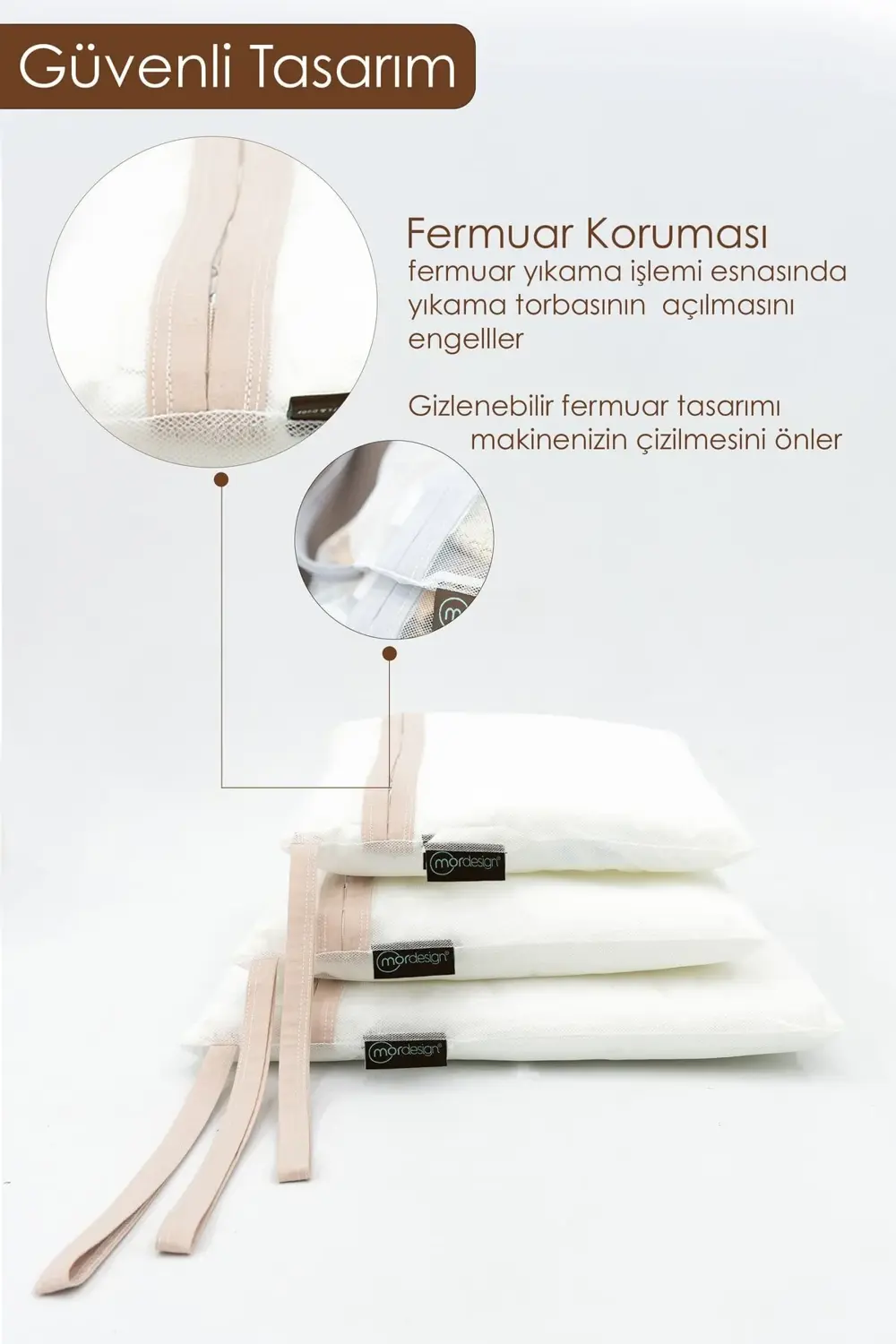 3'lü Çamaşır Yıkama Filesi, Kirli/Temiz Bebek Kıyafet Torbası, Ki