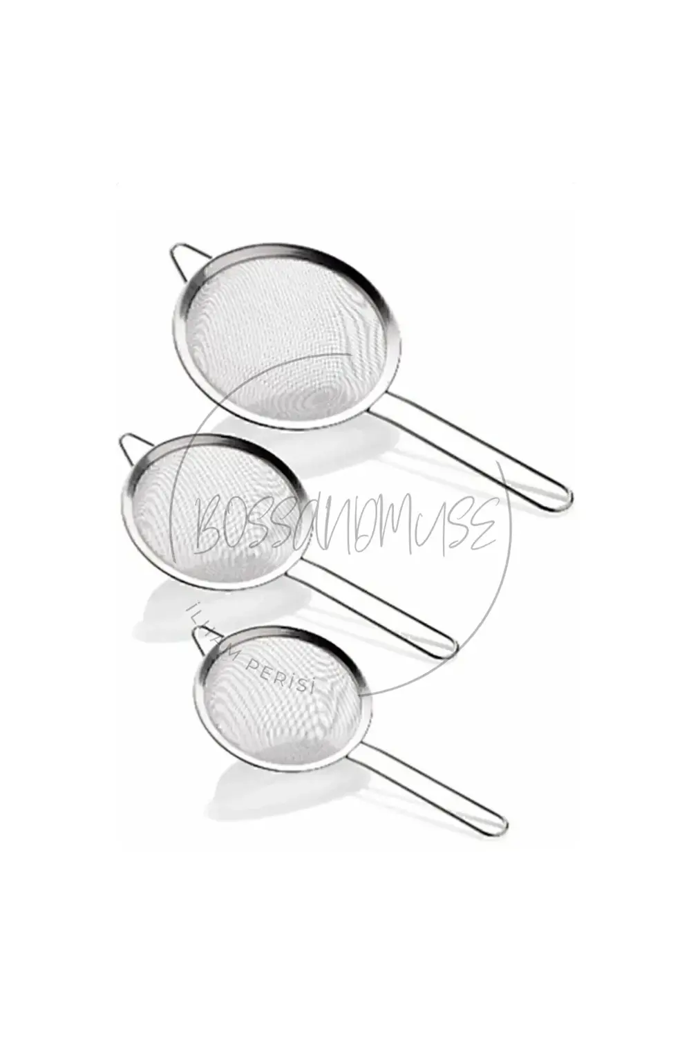 3'lü Çay Süzgeci Metal Paslanmaz Çelik