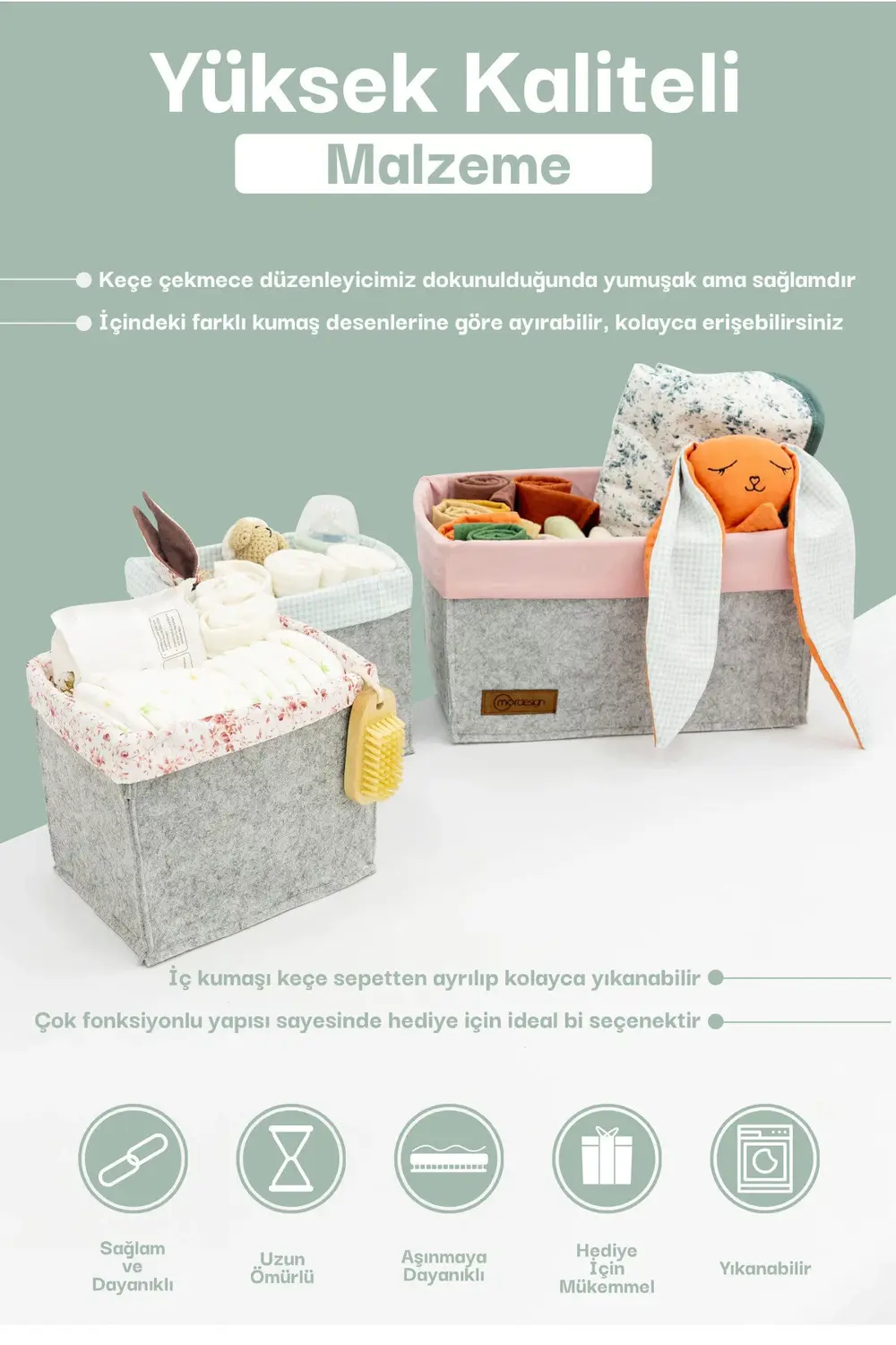 3'lü Çekmece İçi Dolap Çamaşır Düzenleyici, Çocuk Odası Katlanabi