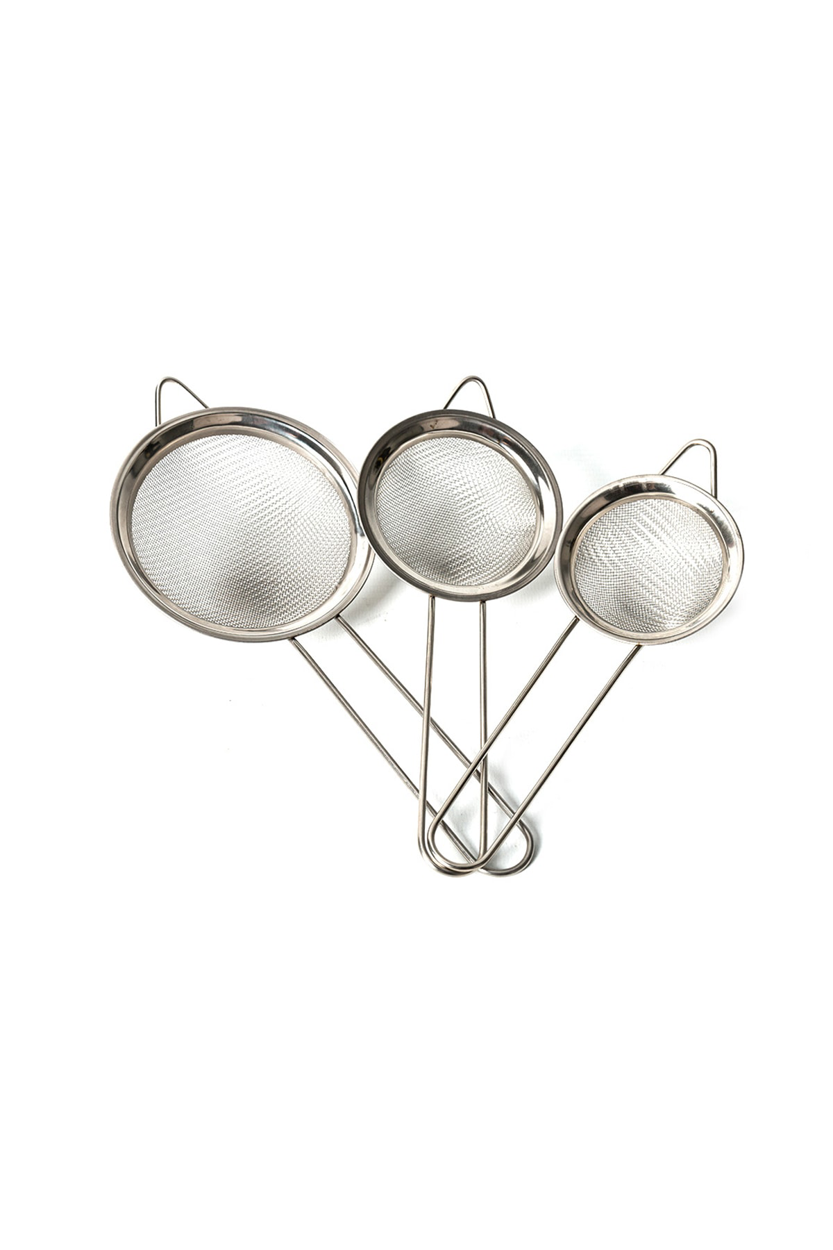 Karhome Avm 3'Lü Çelik Süzgeç 12-14-16 Cm Paslanmaz Saplı Süzgeç