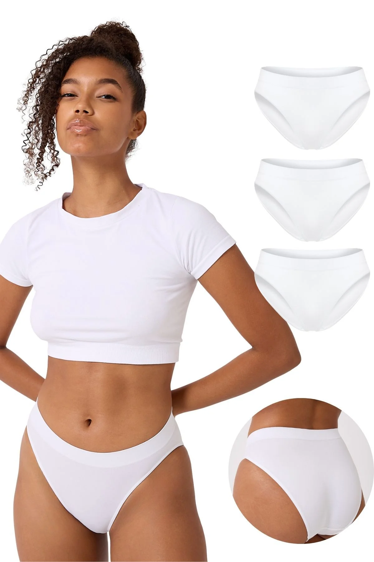 3'lü Dikişsiz Basic Esnek Kadın Slip Külot