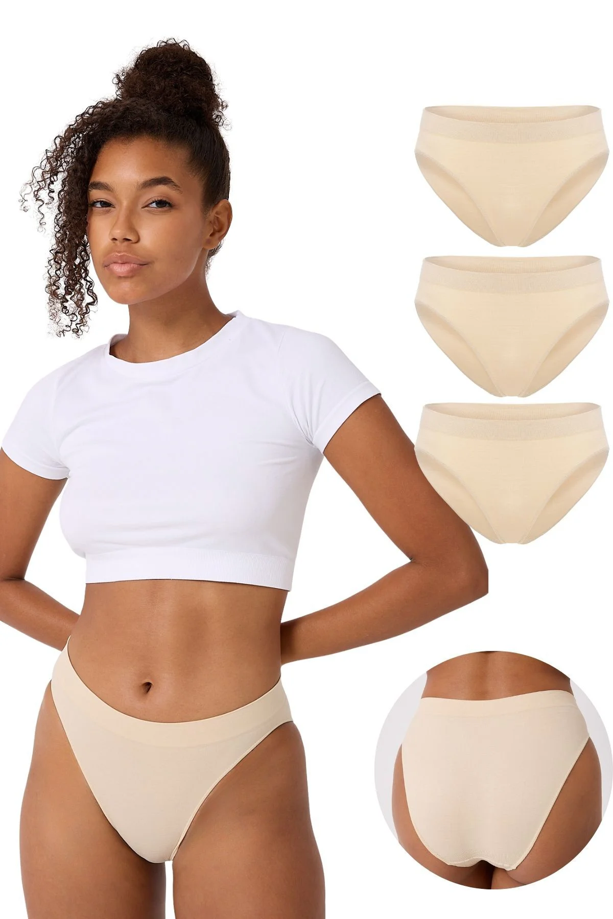 3'lü Dikişsiz Basic Esnek Kadın Slip Külot