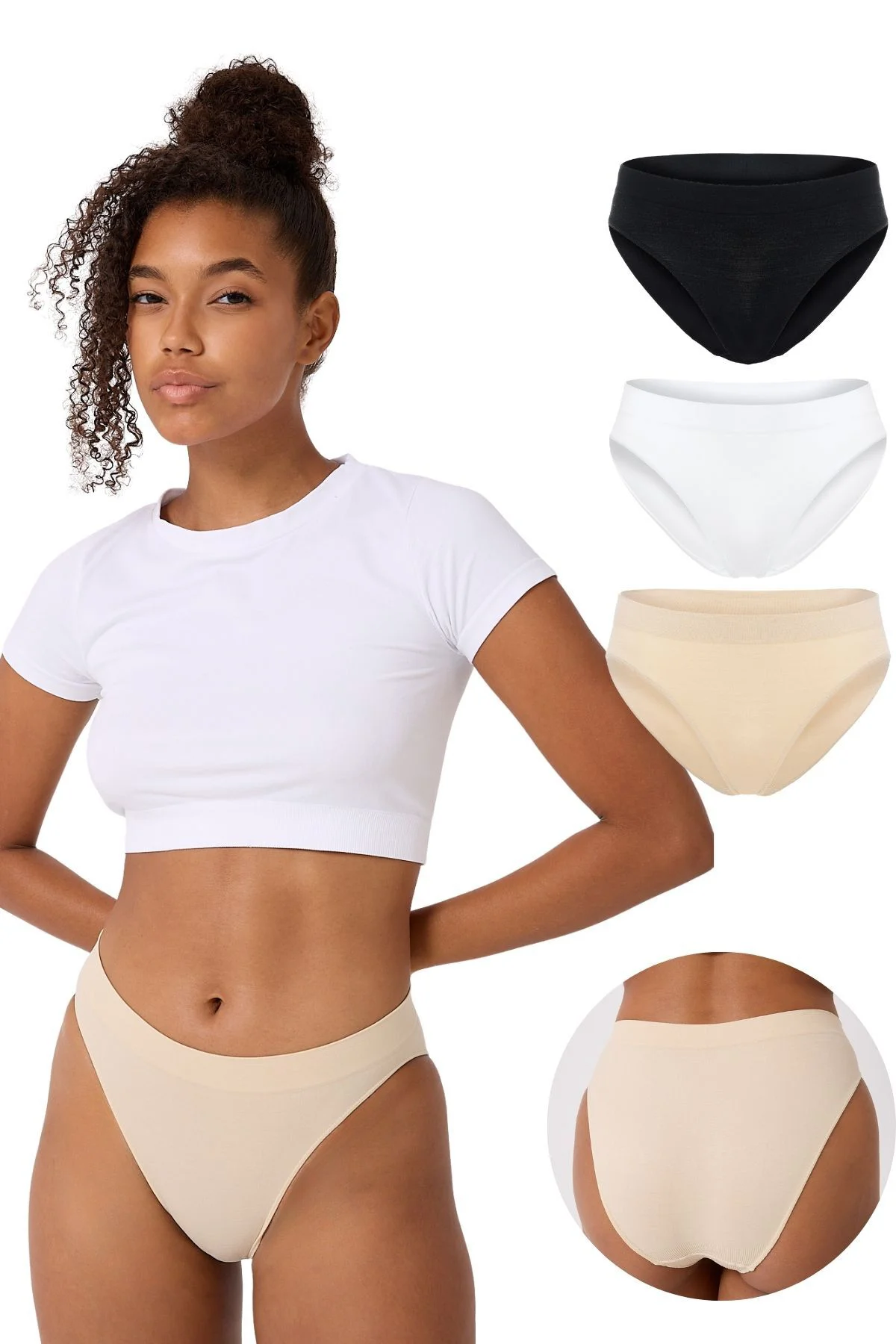 3'lü Dikişsiz Basic Esnek Kadın Slip Külot