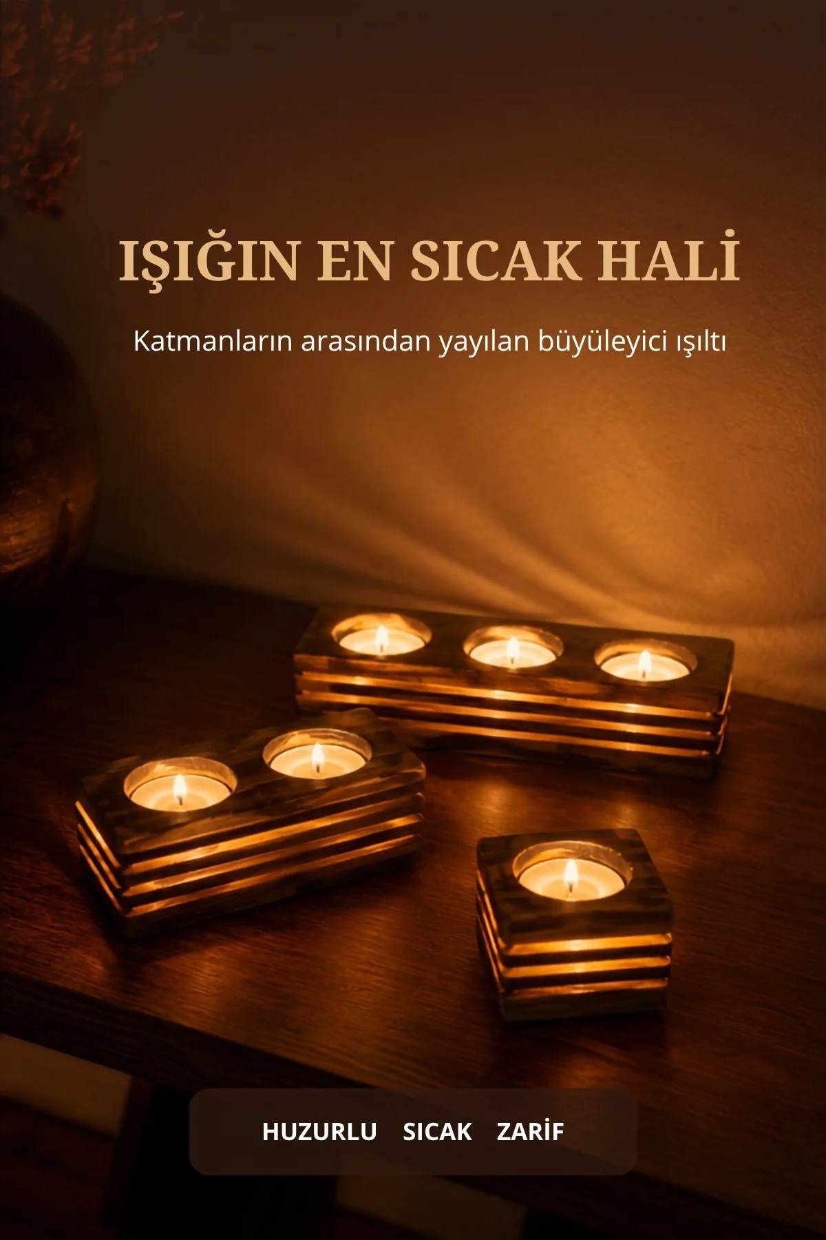 3'lü Doğal Ahşap Mumluk Dekoratif Şamdan Özel Tasarım El Yapımı Fiyatı, Yorumları ve Özellikleri