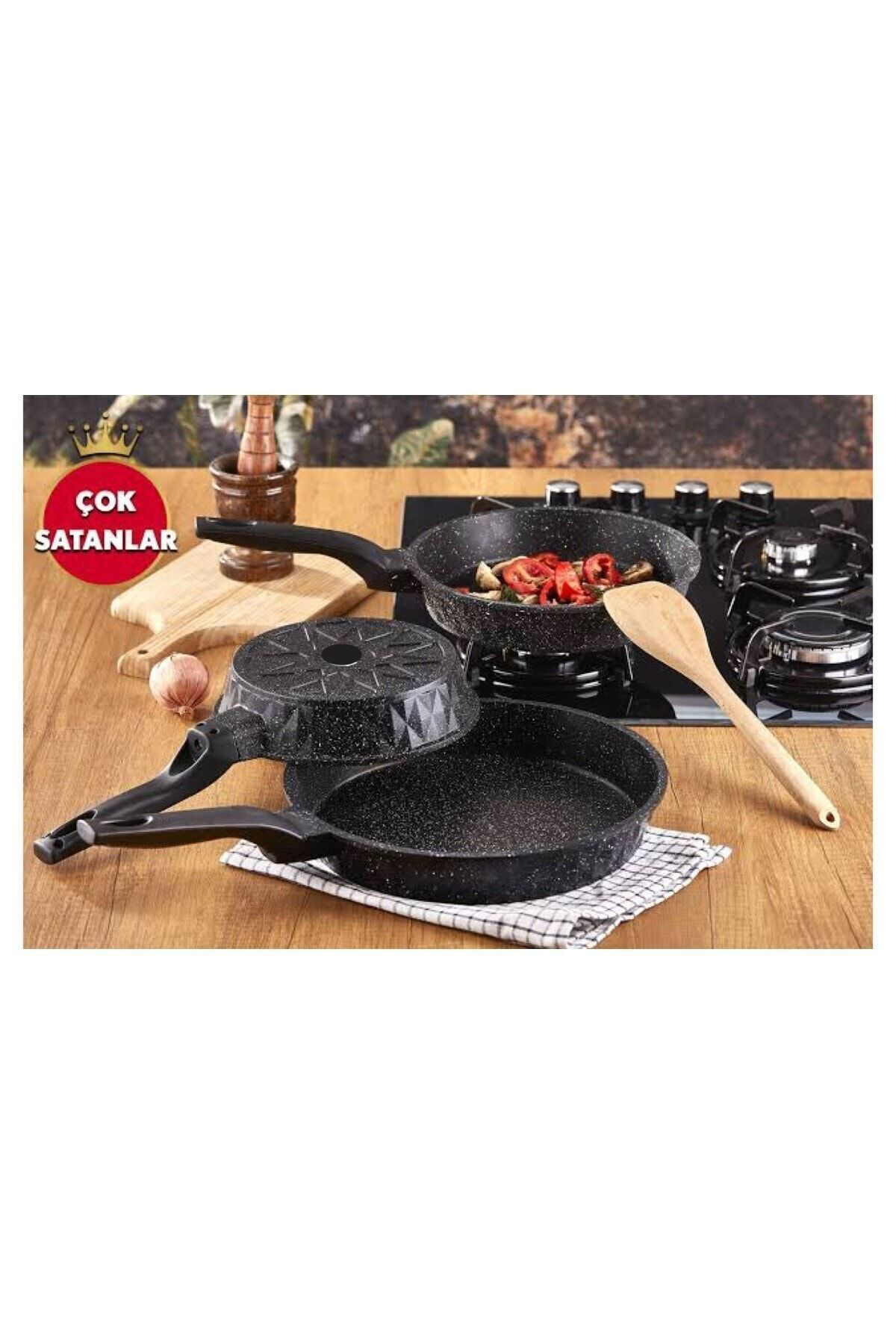 Kekikdükkan 3'Lü Döküm Granit Tava 18-22-26Cm