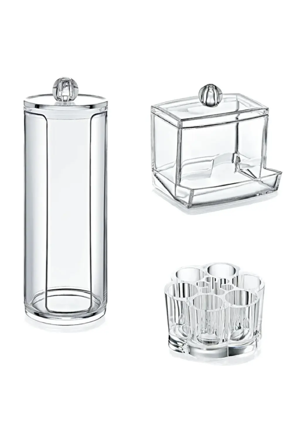 3'lü Düzenleyici Seti, Makyaj Malzemesi Ruj Pamuk Çubuk Düzenleyi