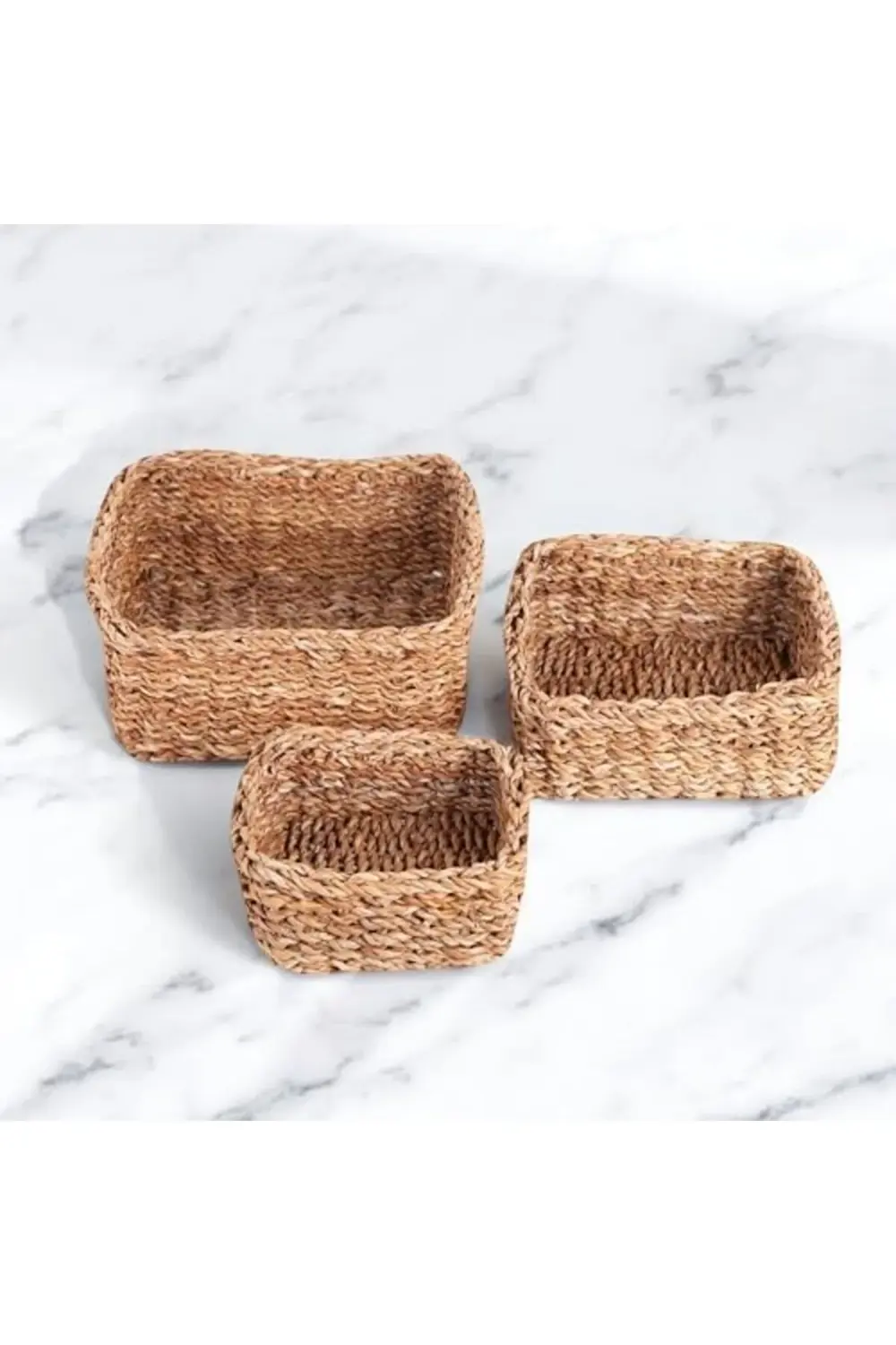 3'lü El Yapımı Kare Düzenleyici Seti | 3'lü Hasır Kare Organizer