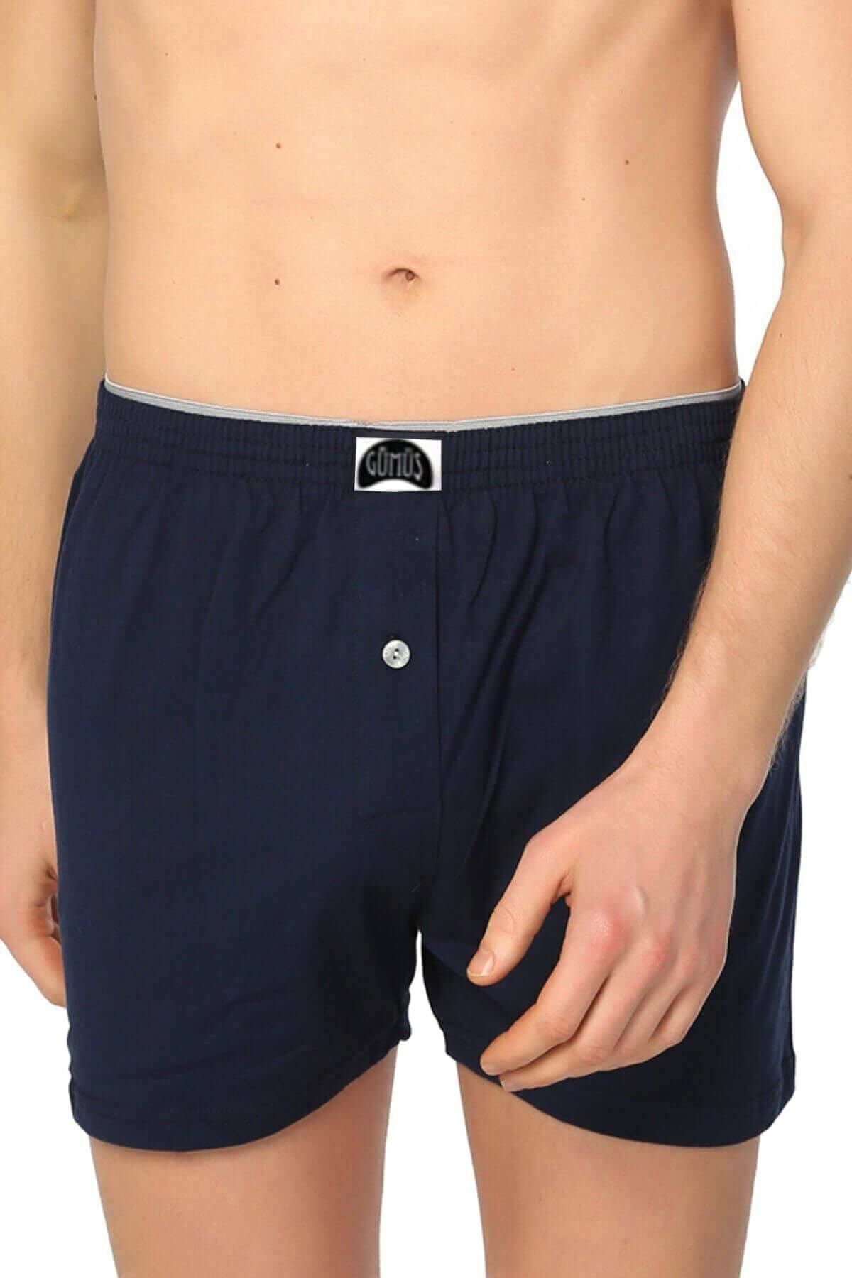 3'lü Erkek Lacivert Havlu Bel Penye Boxer