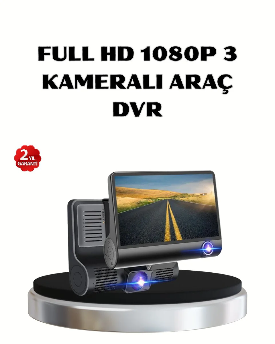 3'lü Full HD Araç Kamerası 4.0” Ekranlı ve HDR Gece Görüşlü - Tam Koruma Alanı