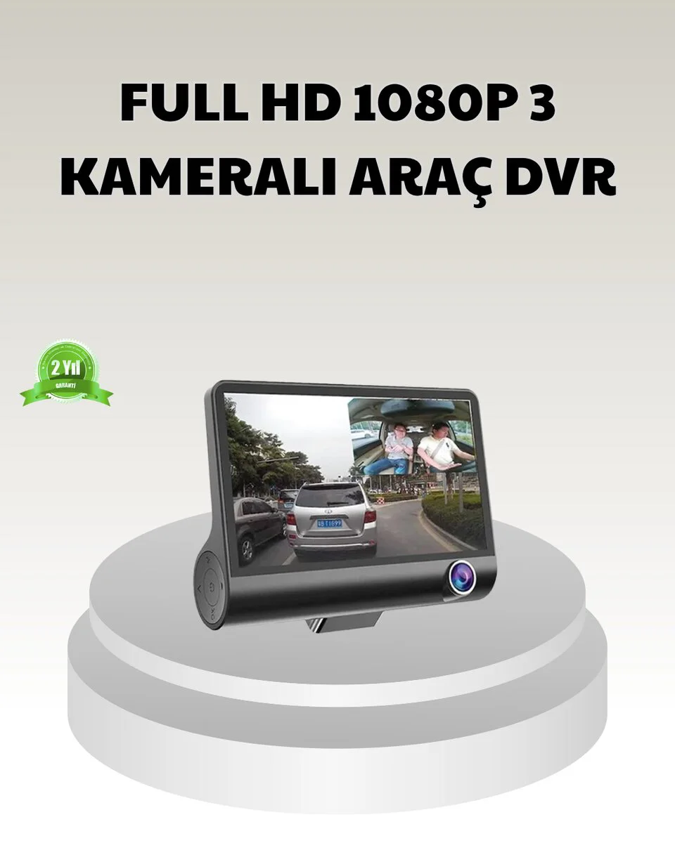 3'lü Geniş Açılı Araç DVR Kamerası 170° Full HD ve Park Destekli Güvenlik Sistemi