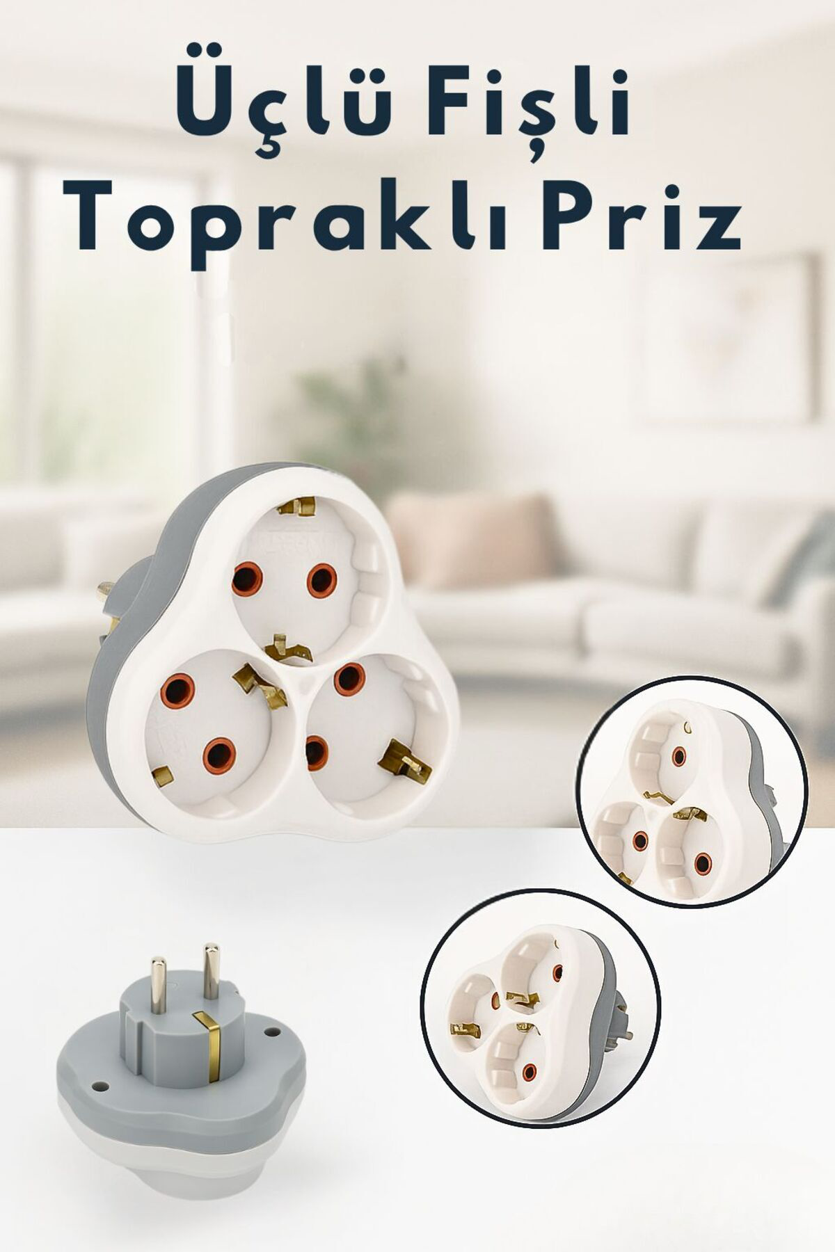 3'lü Golyat Üçlü Topraklı Fiş Priz