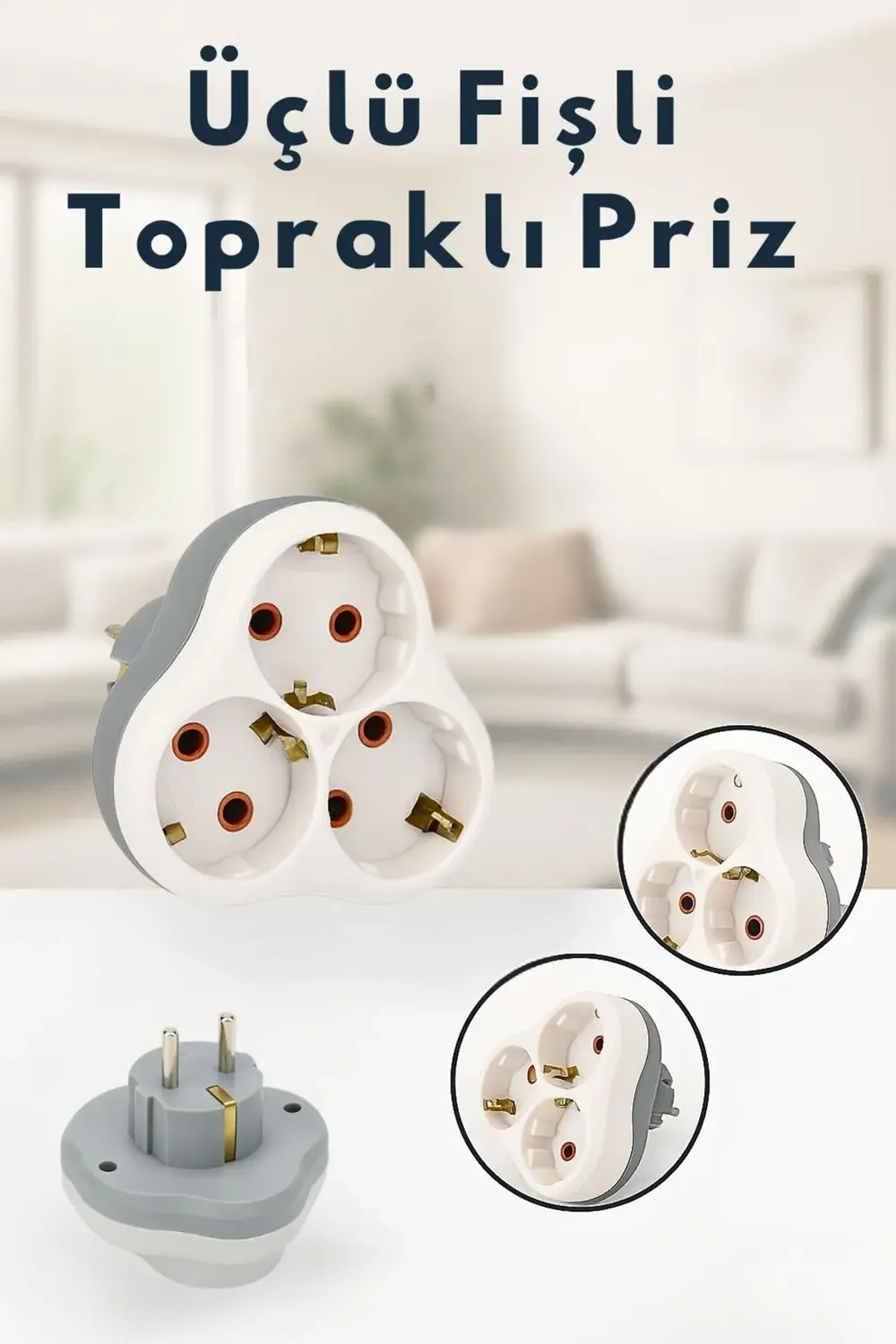 3'lü Golyat Üçlü Topraklı Fiş Priz