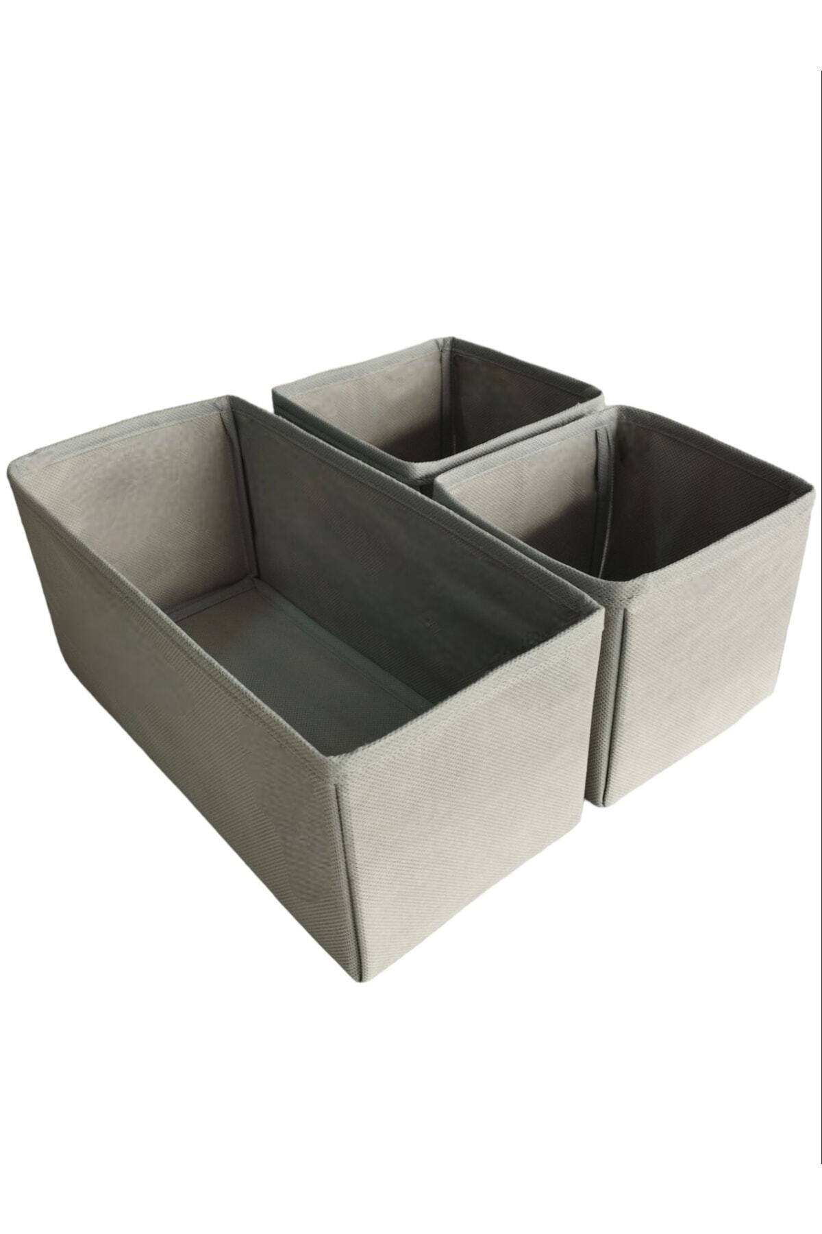 3'lü Gri Çekmece Içi Düzenleyici Organizer Set - Çok Amaçlı Dolap