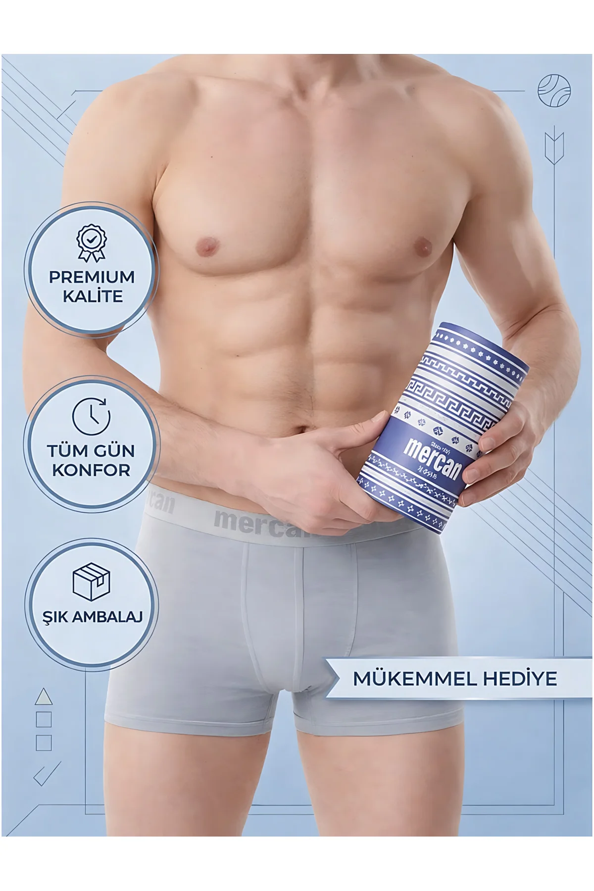 3'lü Gri Modal Boxer