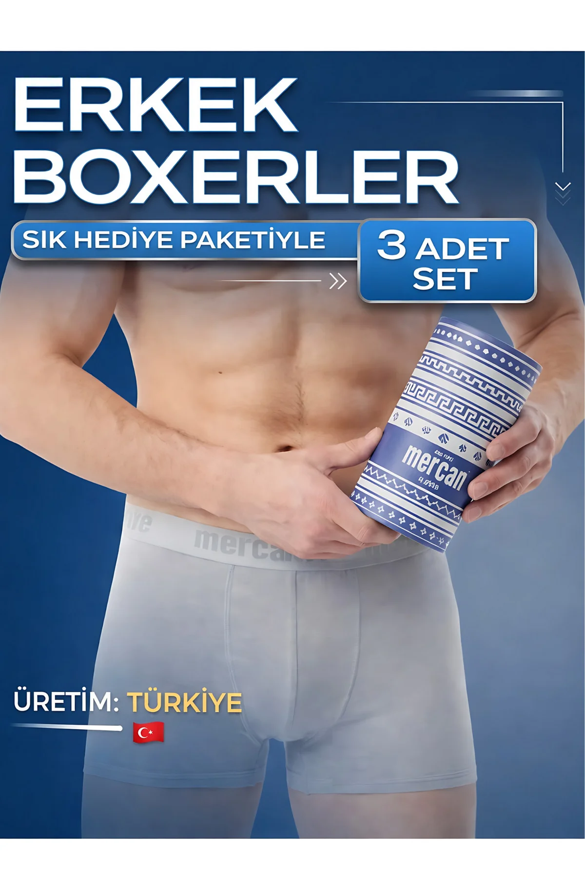 3'lü Gri Modal Boxer