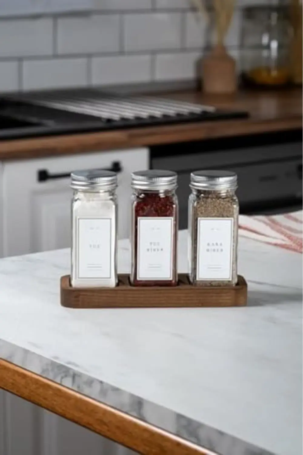 3'Lü Gümüş Baharatlık Seti Ahşap Stantlı 395519