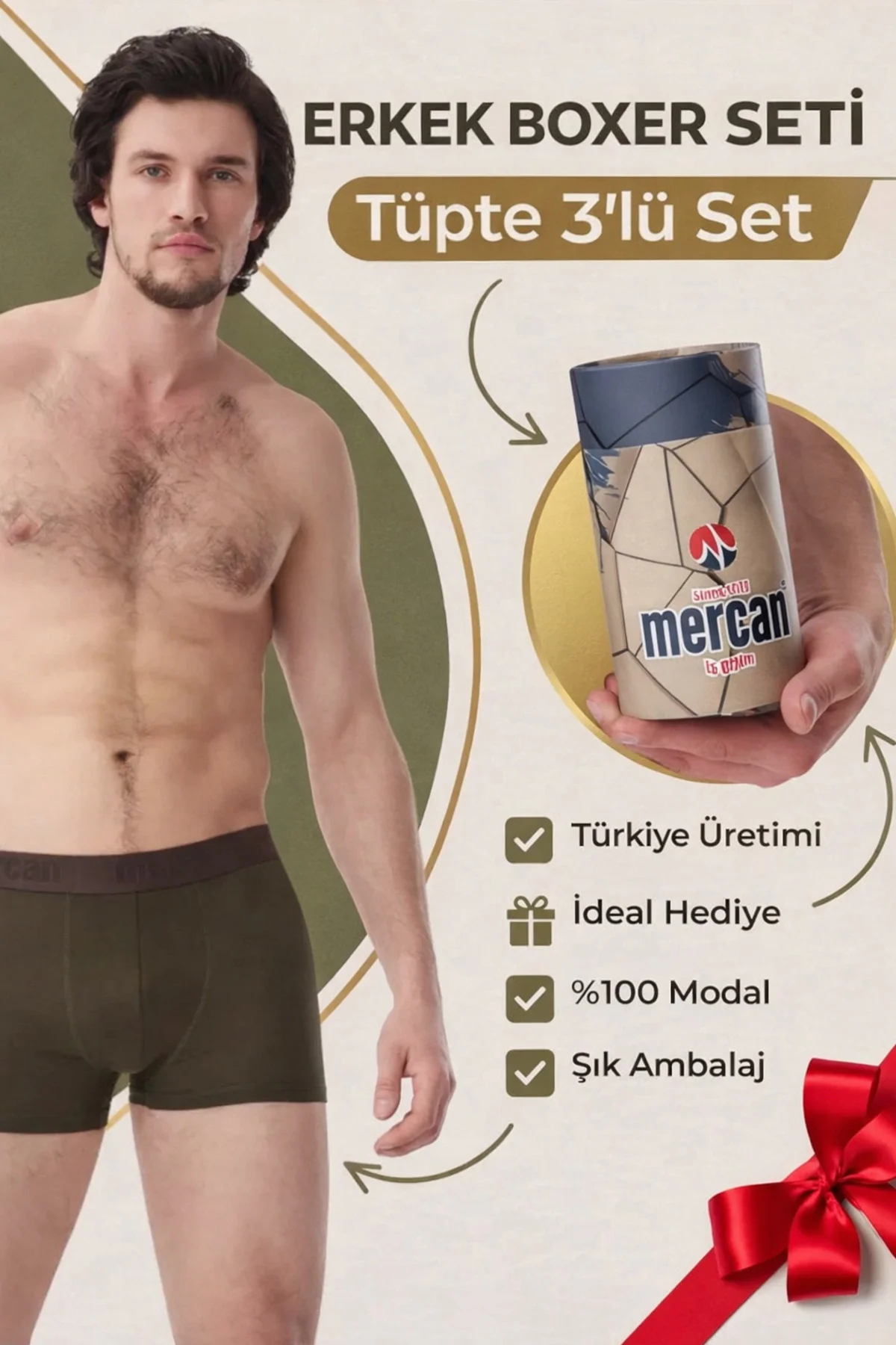 3’lü HAKİ MODAL BOXER