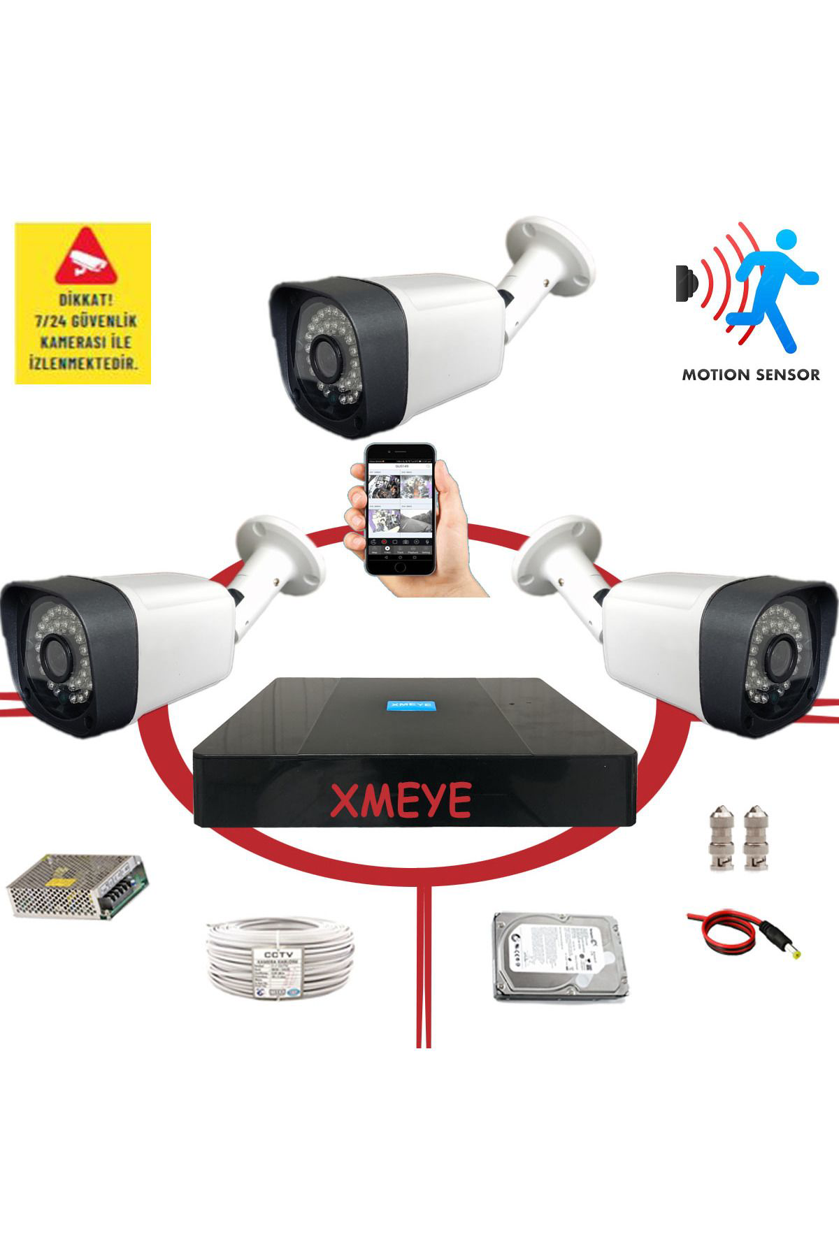 3'lü Hareket Algılayan 5 Mp Sony Lens 1080P 36 IR LED Metal Kasa 