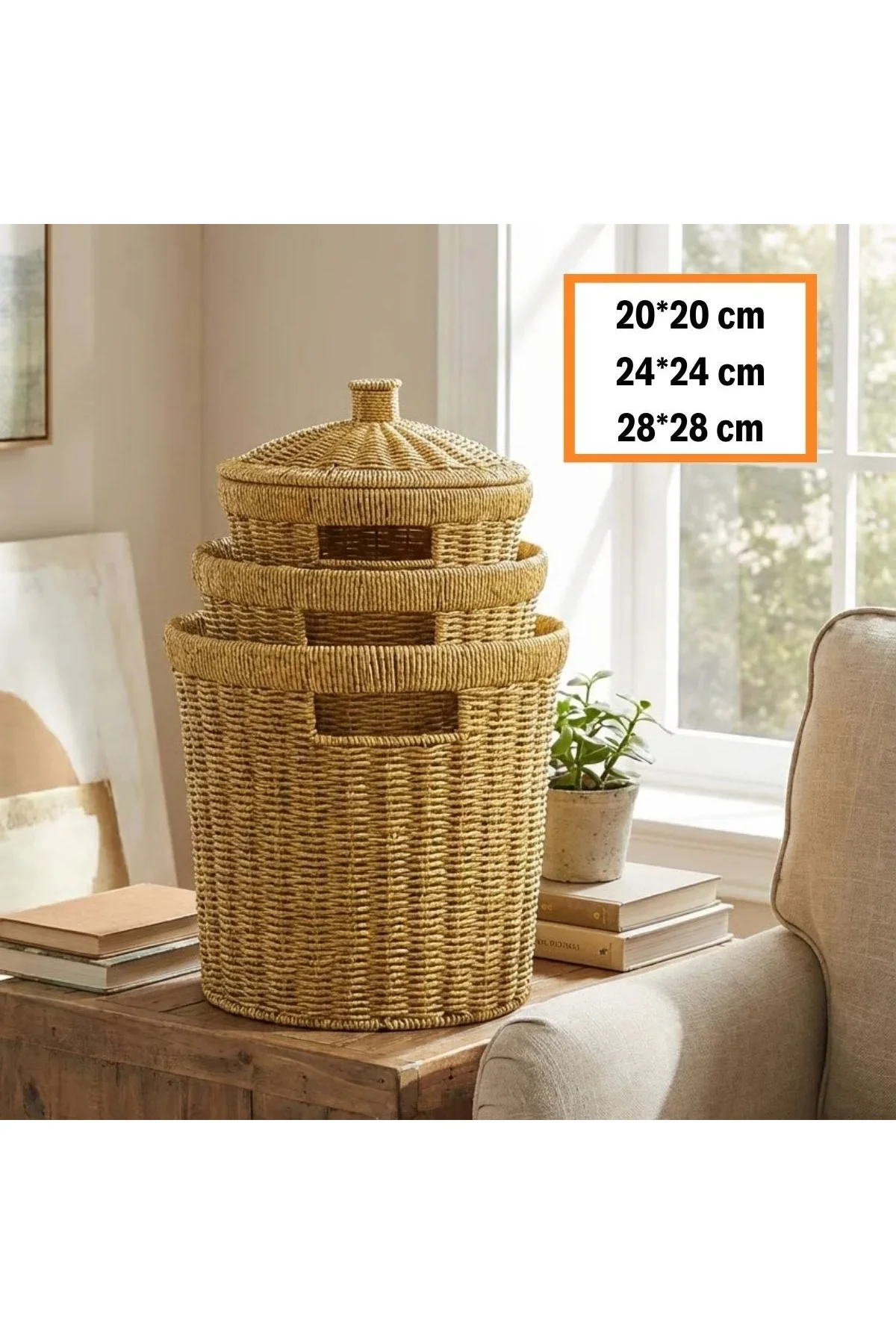 3’lü İç İçe Geçebilen Büyük Plastik Rattan Hasır Sepet Seti-Dayanıklı Çok Amaçlı Ev,Banyo ve Mutfak 3’lü İç İçe Geçebilen Büyük Plastik Rattan Hasır Sepet Seti-Dayanıklı Çok Amaçlı Ev,Banyo ve Mutfak