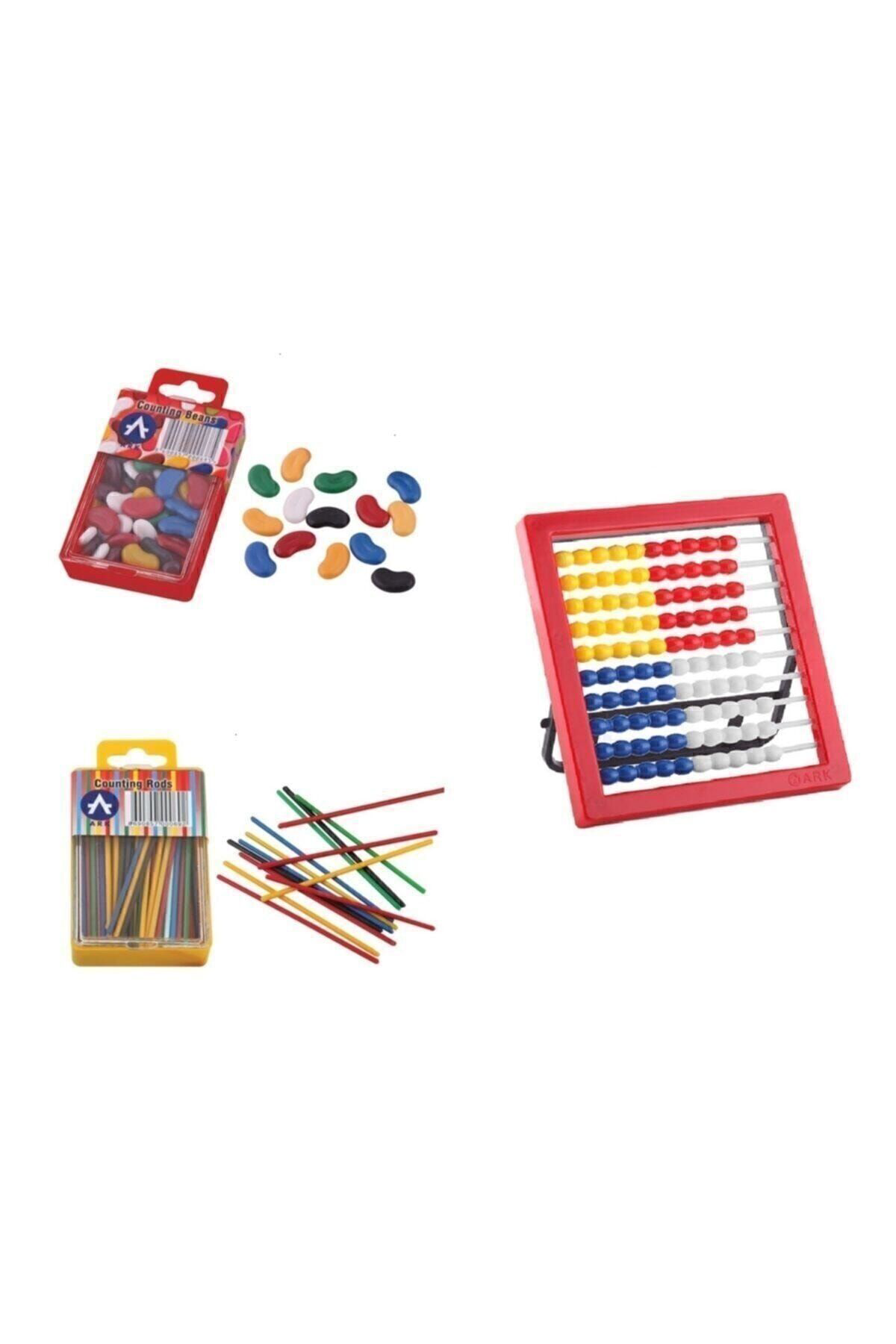 Ark 3'Lü İlkokul Seti Abaküs + Sayma Çubukları + Sayma Fasulyeleri