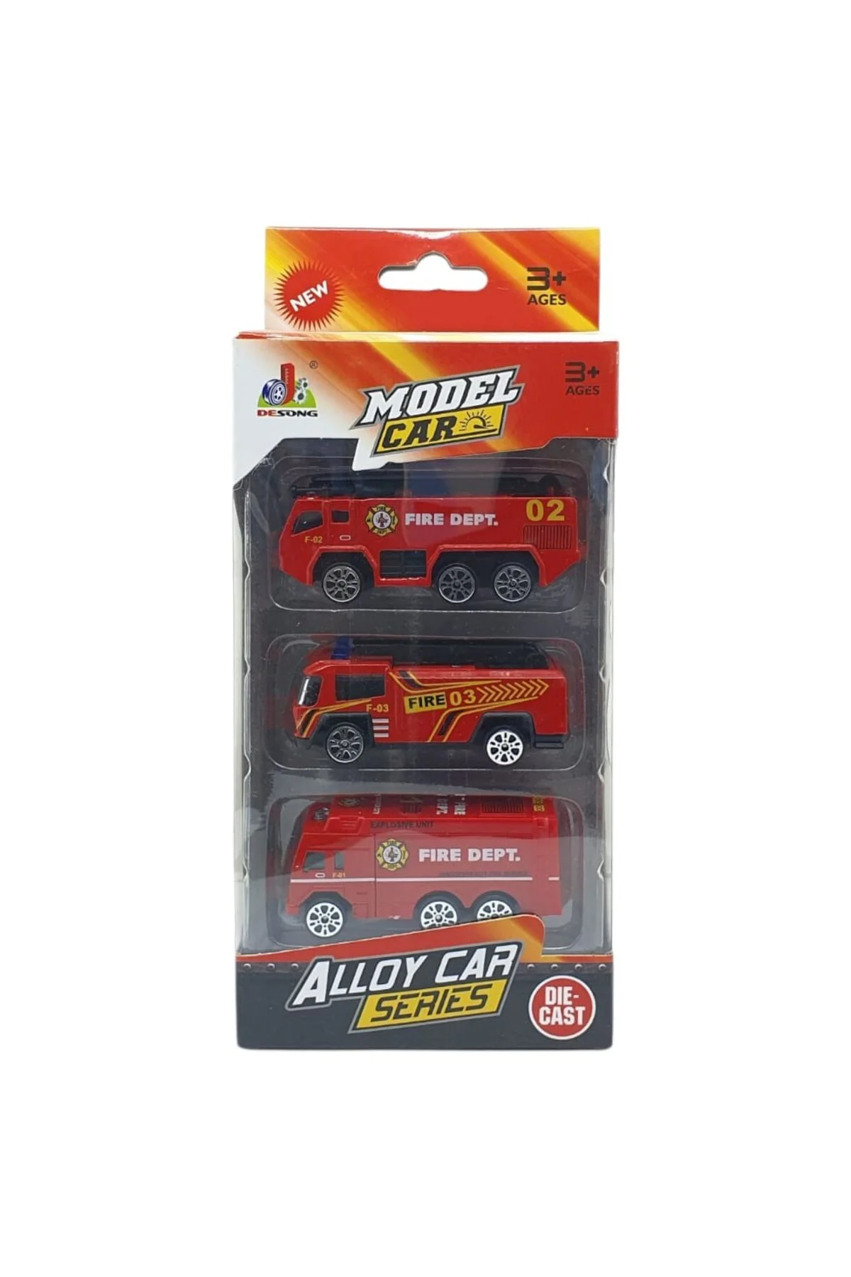 3'lü İş Makinaları Road Seti - Die Cast - DS044 - İtfaiye (Lisiny