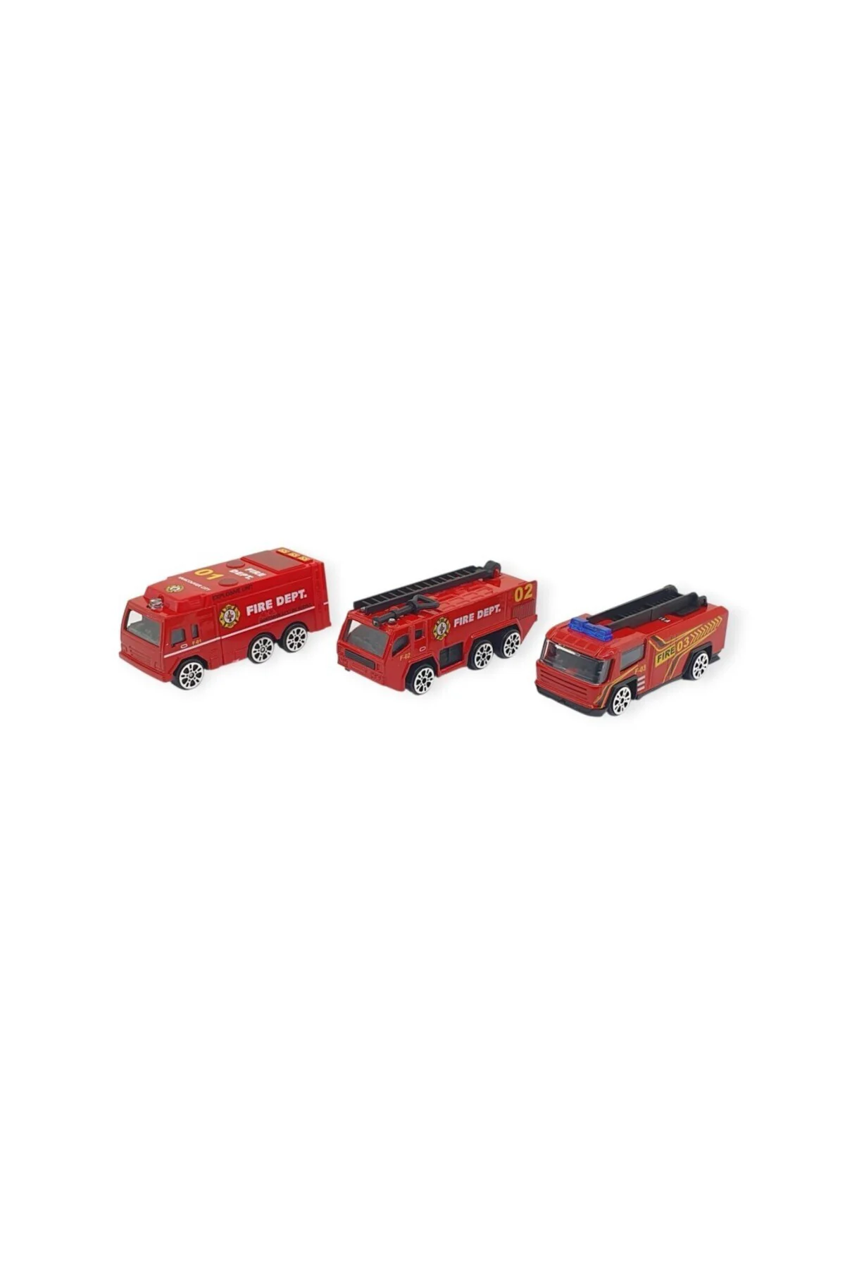 3'lü İş Makinaları Road Seti - Die Cast - DS044 - İtfaiye (Lisiny