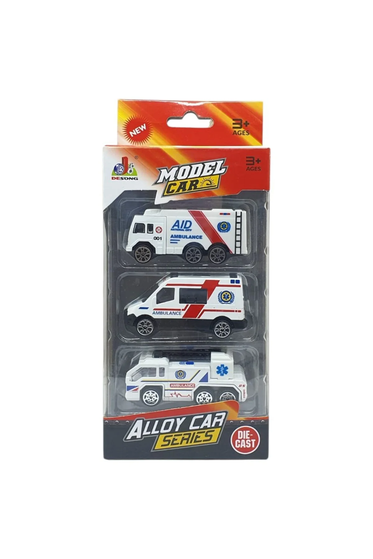 3'lü İş Makinaları Road Seti - Die Cast - DS044 - Ambulans (Lisin