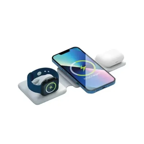 3'lü Kablosuz Şarj Standı iPhone Apple Watch AirPods Android Uyum 3'lü Kablosuz Şarj Standı iPhone Apple Watch AirPods Android Uyum