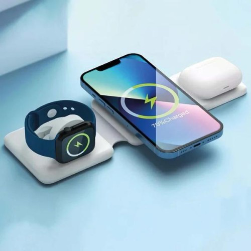 3'lü Kablosuz Şarj Standı iPhone Apple Watch AirPods Android Uyum 3'lü Kablosuz Şarj Standı iPhone Apple Watch AirPods Android Uyum