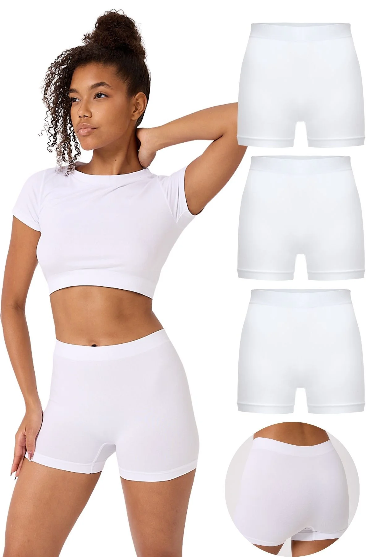 3'lü Kadın Dikişsiz Esnek Basic Boxer