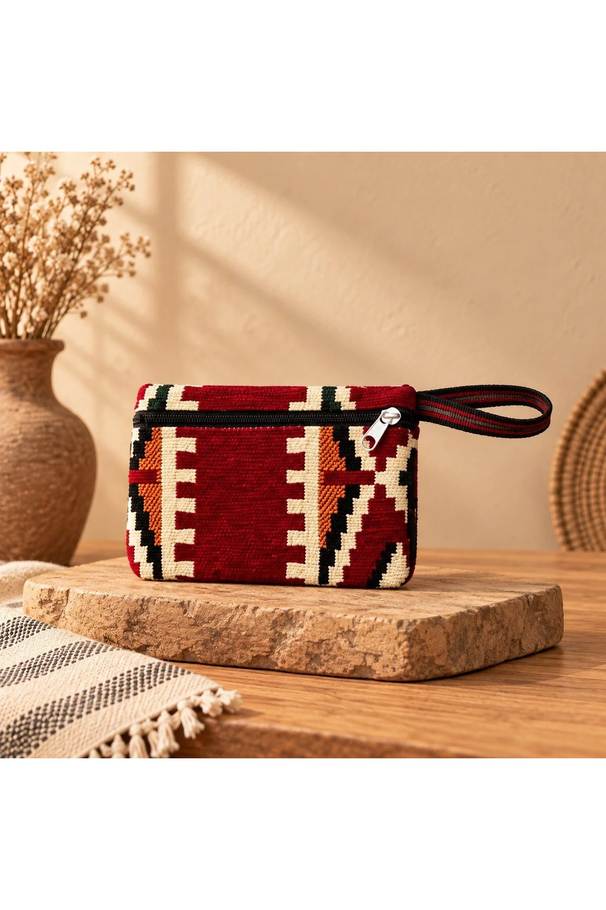 3’lü Kilim Desenli Dokuma Set | Omuz Çantası + Mini Çanta + Dekoratif Duvar Süsü