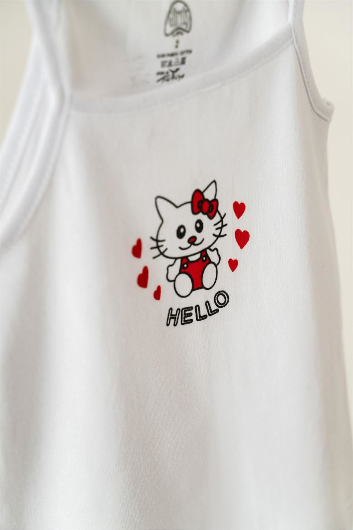 3'lü Kız Çocuk Hello Kitty Desenli Atlet