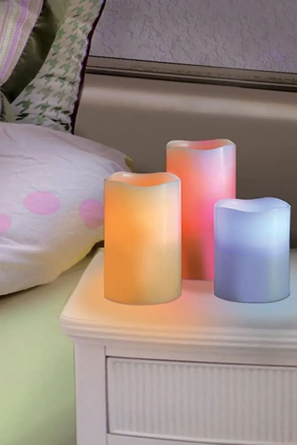 3'lü Kumandalı Led Mum Seti 12 Farklı Renk (3 Boy Mum Ve Uzaktan