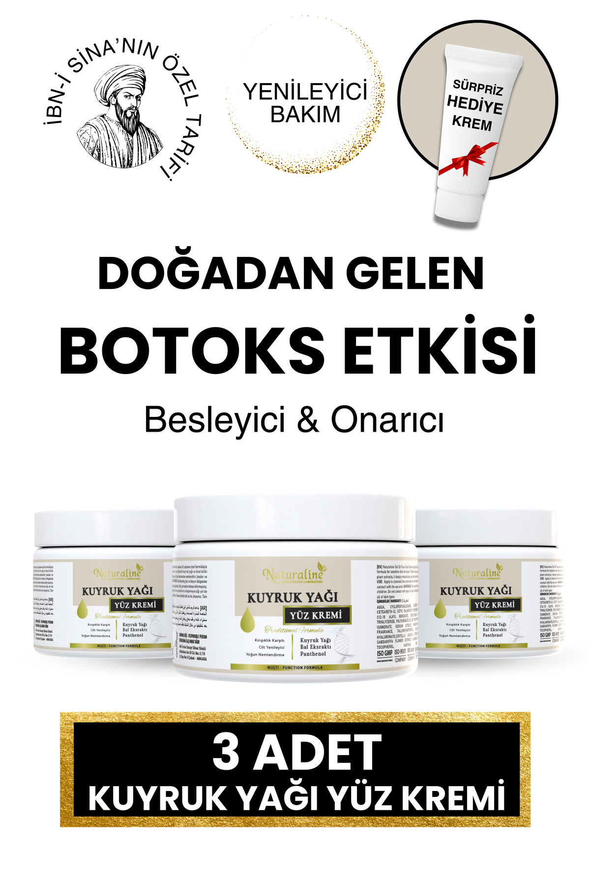 Naturaline 3‘Lü Kuyruk Yağı Yüz Kremi 100Ml