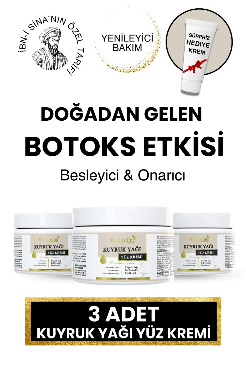 3‘lü Kuyruk Yağı Yüz Kremi 100ml