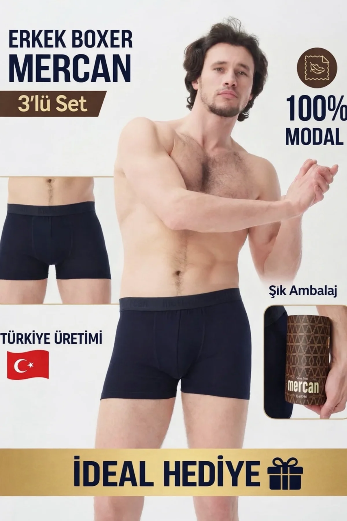 3’lü LACİVERT MODAL BOXER