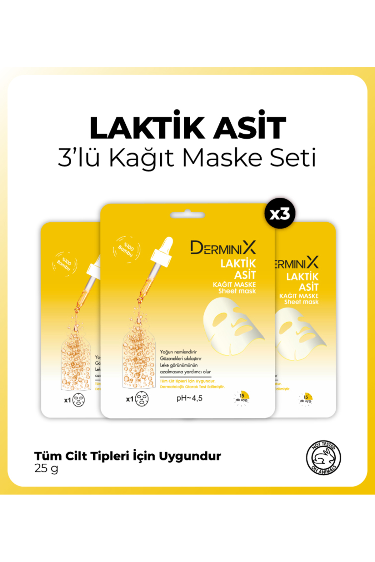 3'lü Laktik Asit Gözenek Sıkılaştırıcı Leke Karşıtı Yüz Kağıt Mas