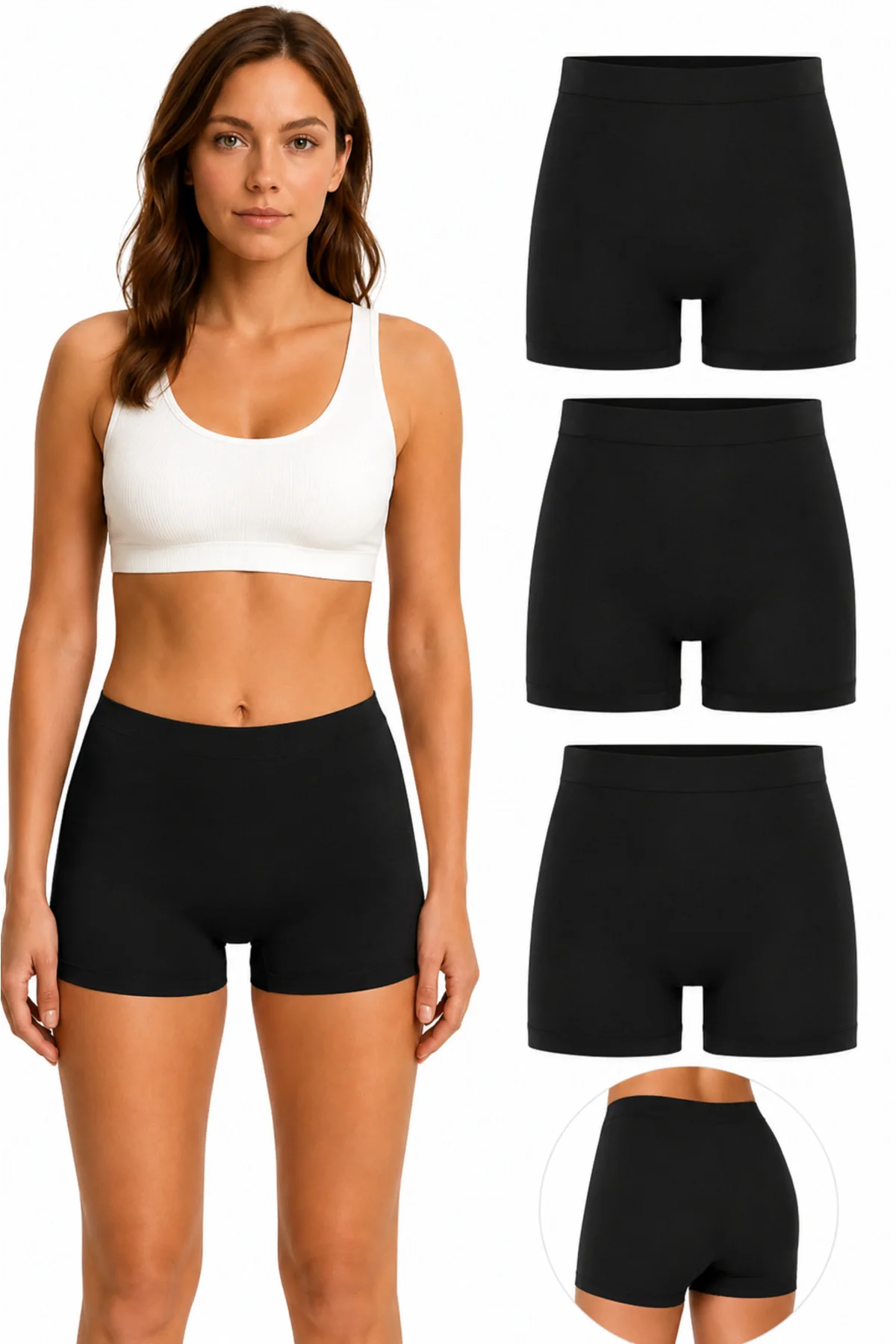 3'lü Lazer Kesim Kadın Boxer Külot Dikişsiz İz Yapmaz Esnek Rahat S-M-L-XL (36-42)