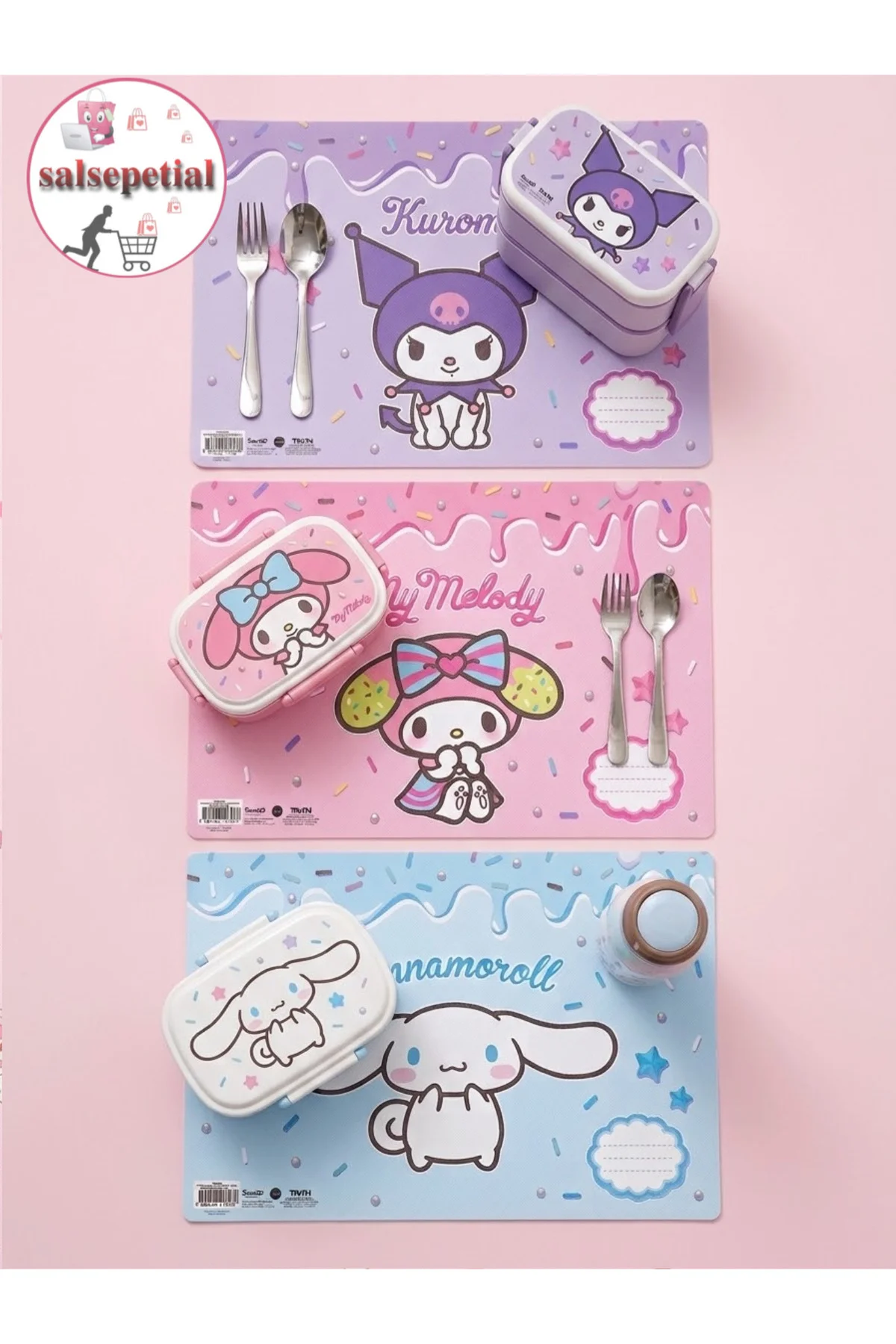 3'lü Lisanslı Kuromi Beslenme Örtüsü Kuromi My Melody Cinnamoroll Kawaii Yıkanabilir Okul Beslenme Örtüsü Seti Kız Model İlkokul Anasınıfı Yemek Bezi 3 Adet